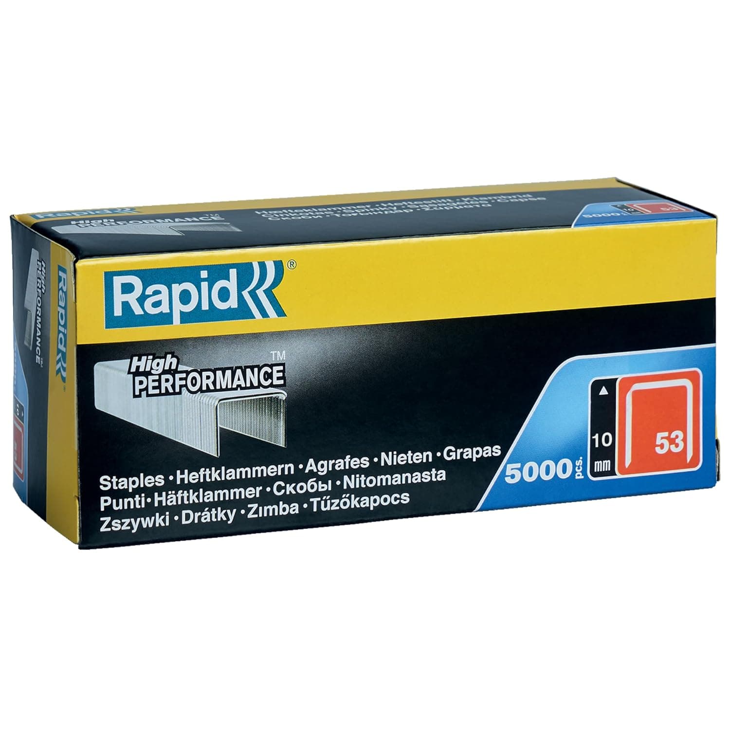 Rapid High Performance Staples, No.53, Leg Length 10 mm, 11858810-5000 Pieces, Silver