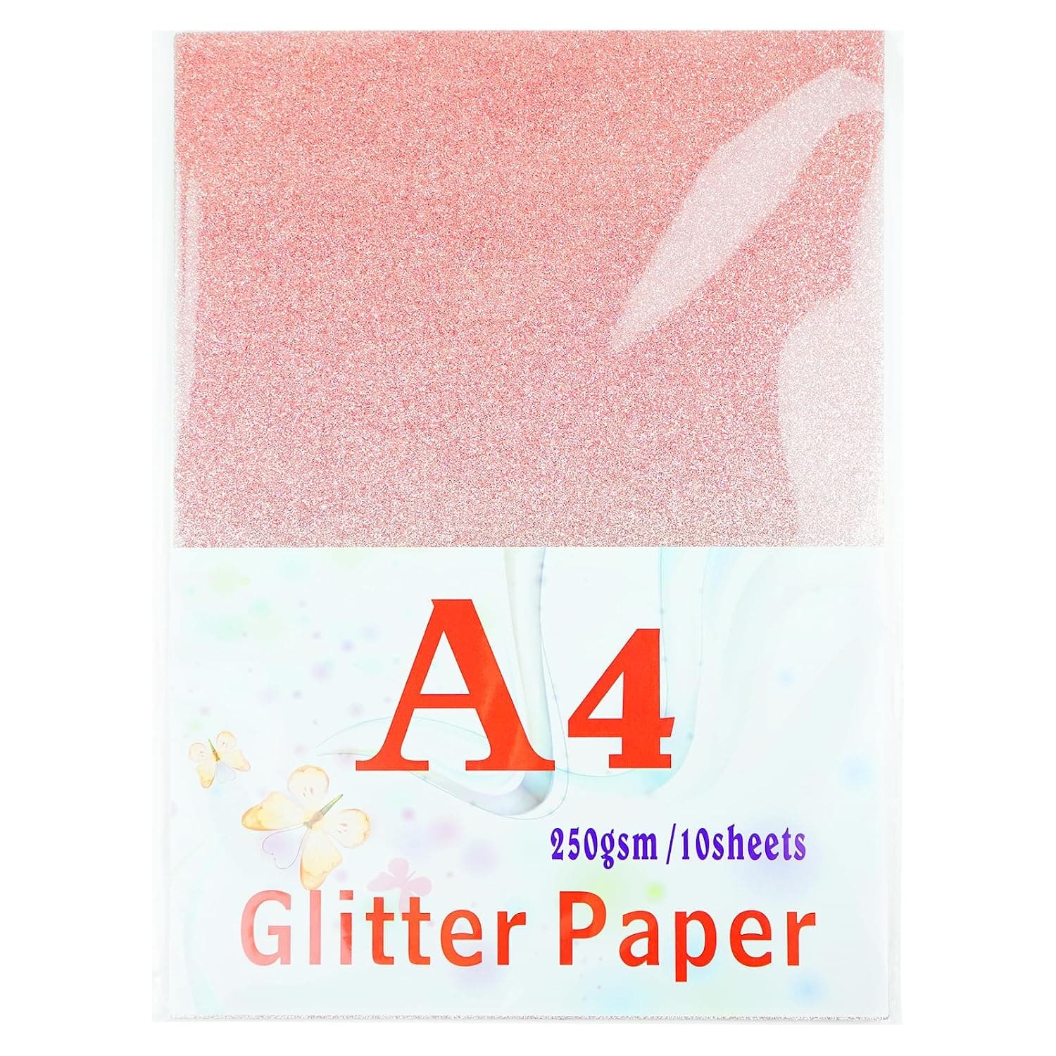 STRBOXONG A4 Glitter Cards, Rose Gold Craft Paper Sheet, 250GSM Shiny Glitter Cardstock, Clay Drawing Card for Crafts and Arts, DIY Needs, Gift Wrapping Scrapbook, Soft Touch Luxury (10 Sheets)