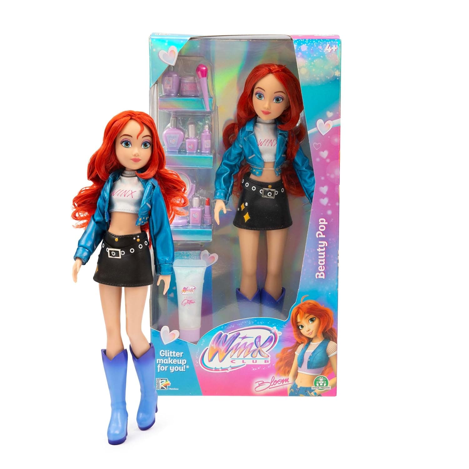 Winx Club Beauty Pop Doll - Bloom with Fashion Concert Outfit & Glitter Gel - Fully Articulated Fairy Doll with Beauty Accessories - Official Toy for Girls - Ages 4+