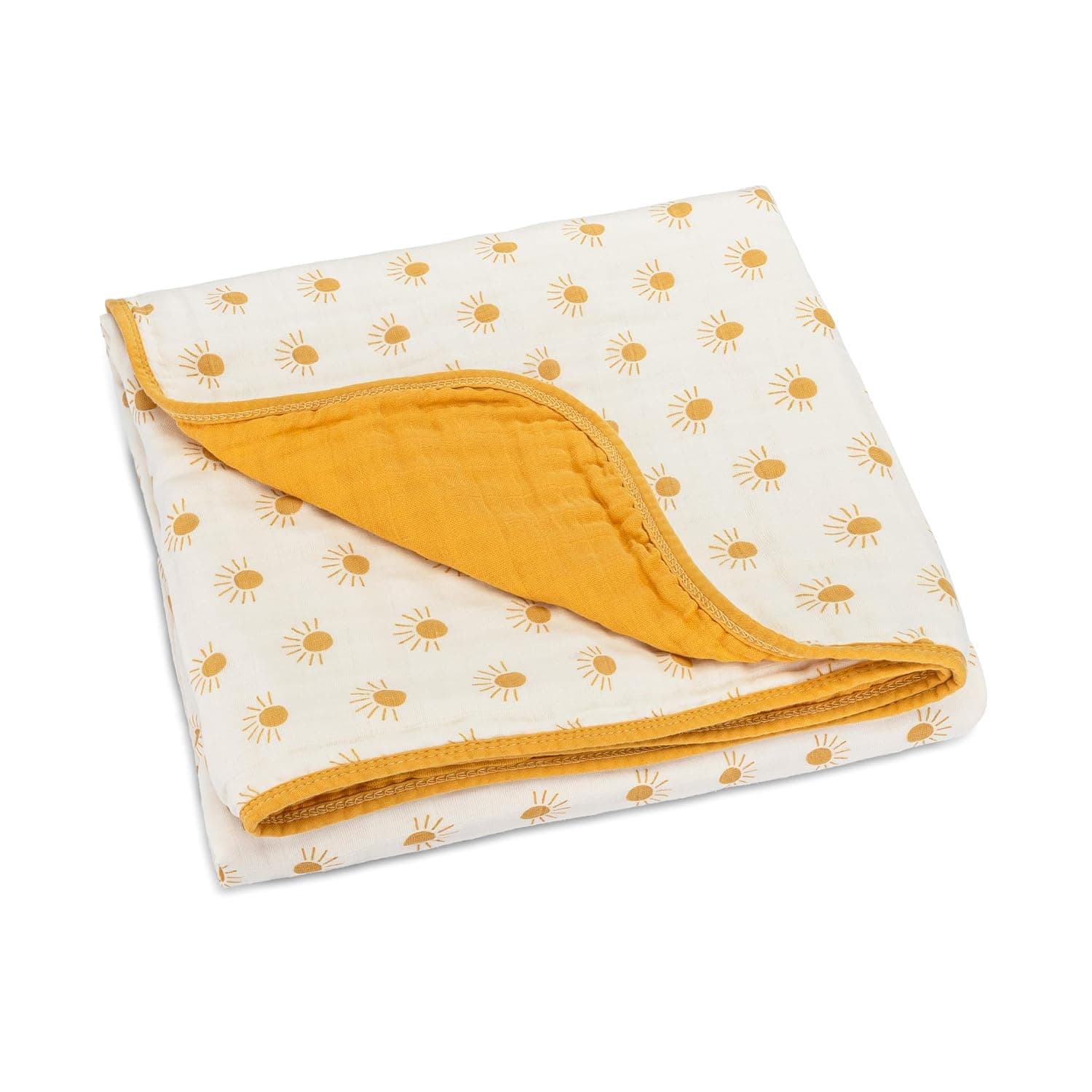 Parker Baby Muslin Blanket - 100% Soft Cotton Toddler Quilt and Baby Muslin Swaddle Blanket | Gender Neutral Design | 47" x 47" Reversible Receiving Blanket, Newborn Baby Essentials - Sunny Days