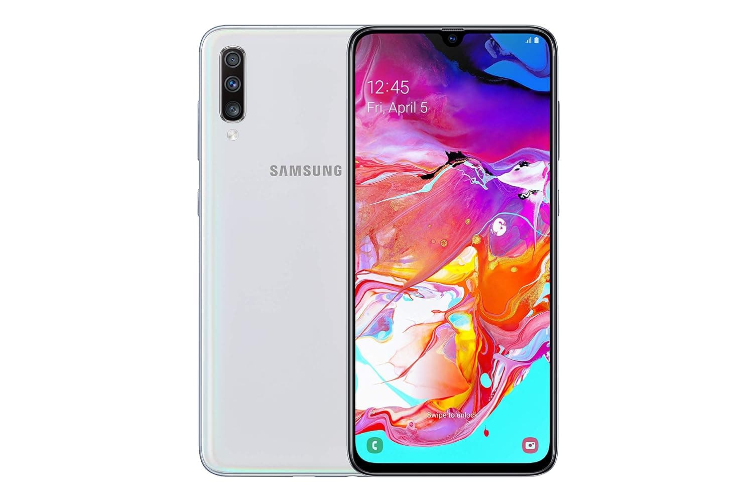 Samsung Galaxy A70 SM-A705F/DS Dual-SIM (128GB ROM, 6GB RAM, 6.7-Inch, GSM Only, No CDMA) Factory Unlocked 4G/LTE Smartphone - International Version (White)