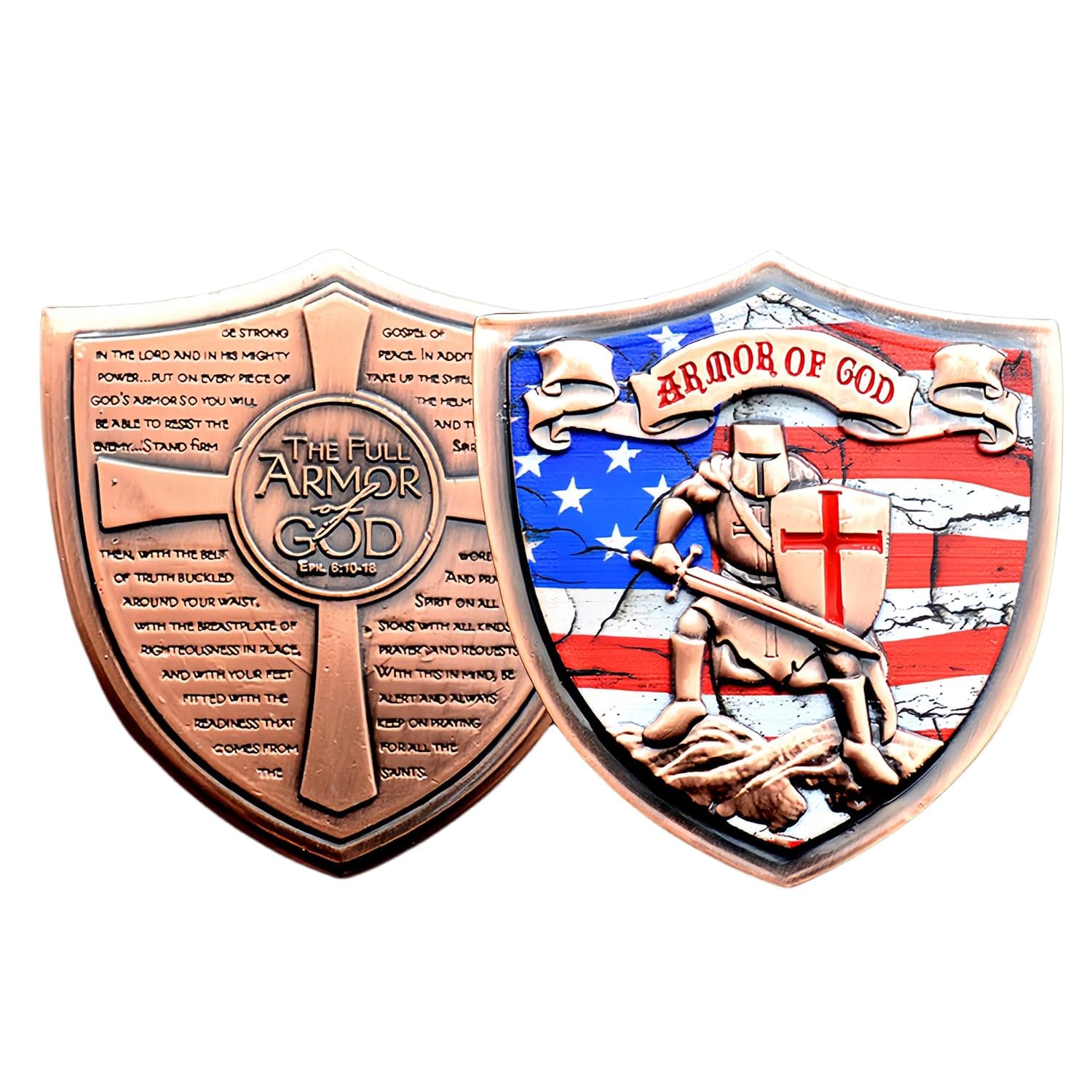 Armor of God Challenge Coin Eph 6:10-18 3D Prayer Coin Collection (Red Bronze)