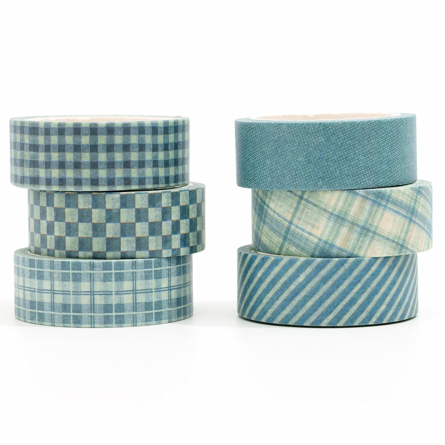 YUBBAEX 6 Rolls Plaid Washi Tape Set, Grid Pattern Masking Tape Classic Checkered Design Decorative for DIY Crafts, Bullet Journal Supplies, Planners, Scrapbook, Card/Gift Wrapping (Blue)