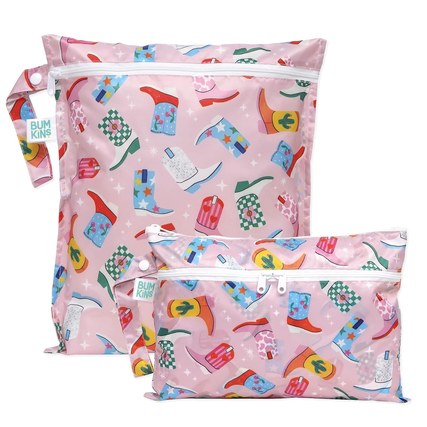 Bumkins Waterproof Bags for Baby, Travel, Bathing Suits, Cloth Diapers, Pump Parts, Swimming Pool, Gym Clothes, Toiletries, Stroller Hook, Daycare, Packaging Bag, Cowgi Boots