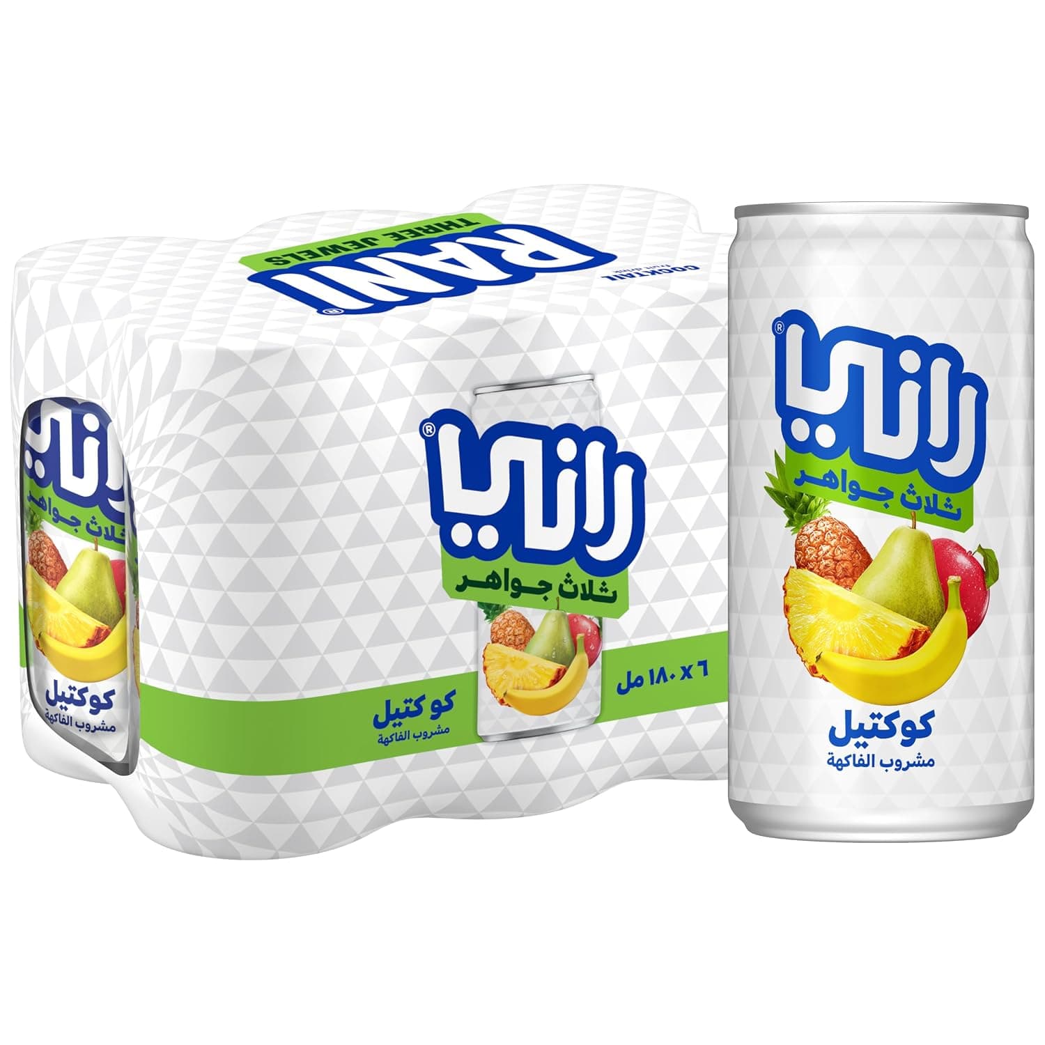 Rani Three Jewels, No Added Sugar, 100% Cocktail Drink, 180ml (Pack of 6 cans)