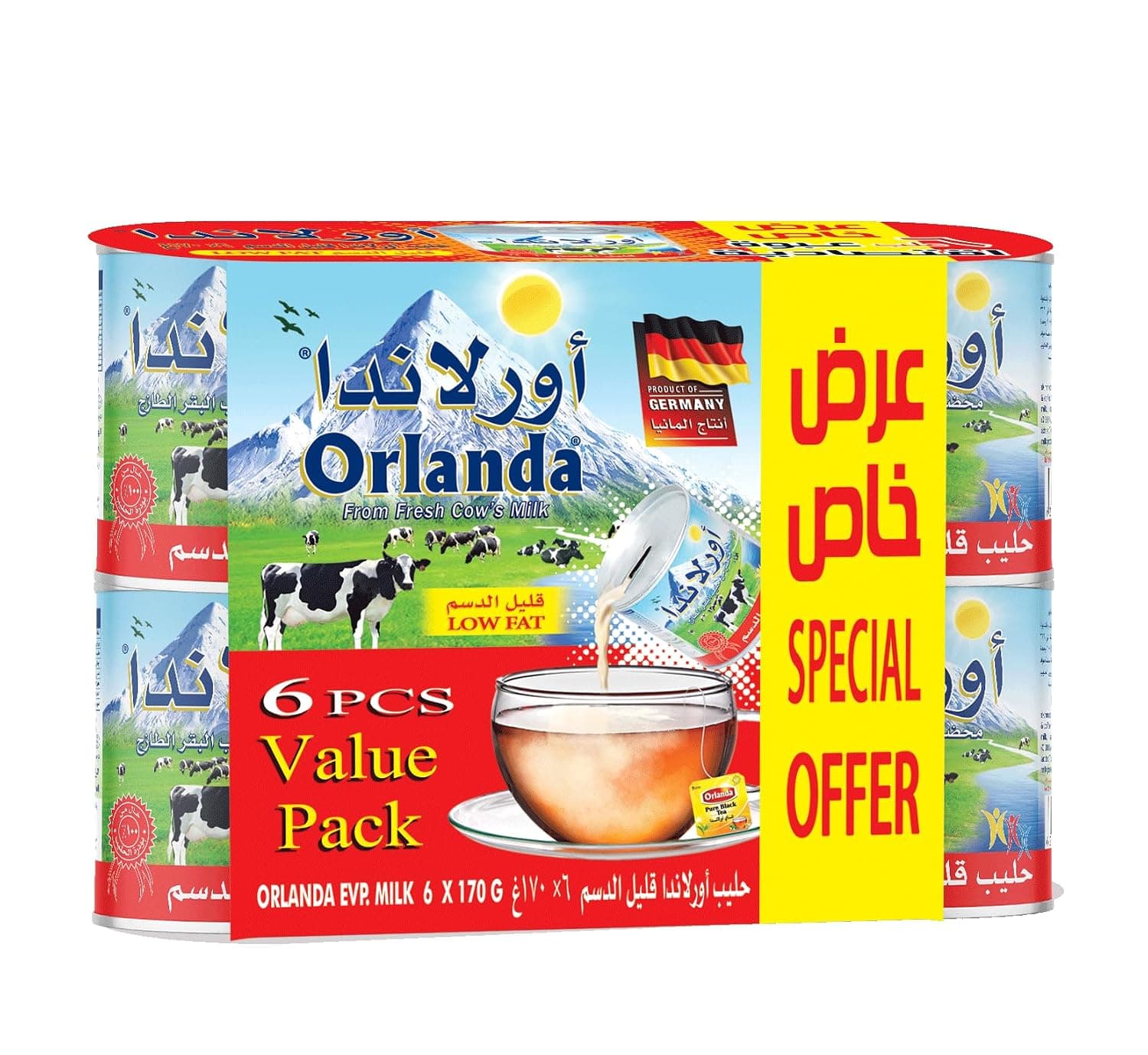 Orlanda Low Fat Evaporate Milk 6 x 170 g | Milk Evaporated