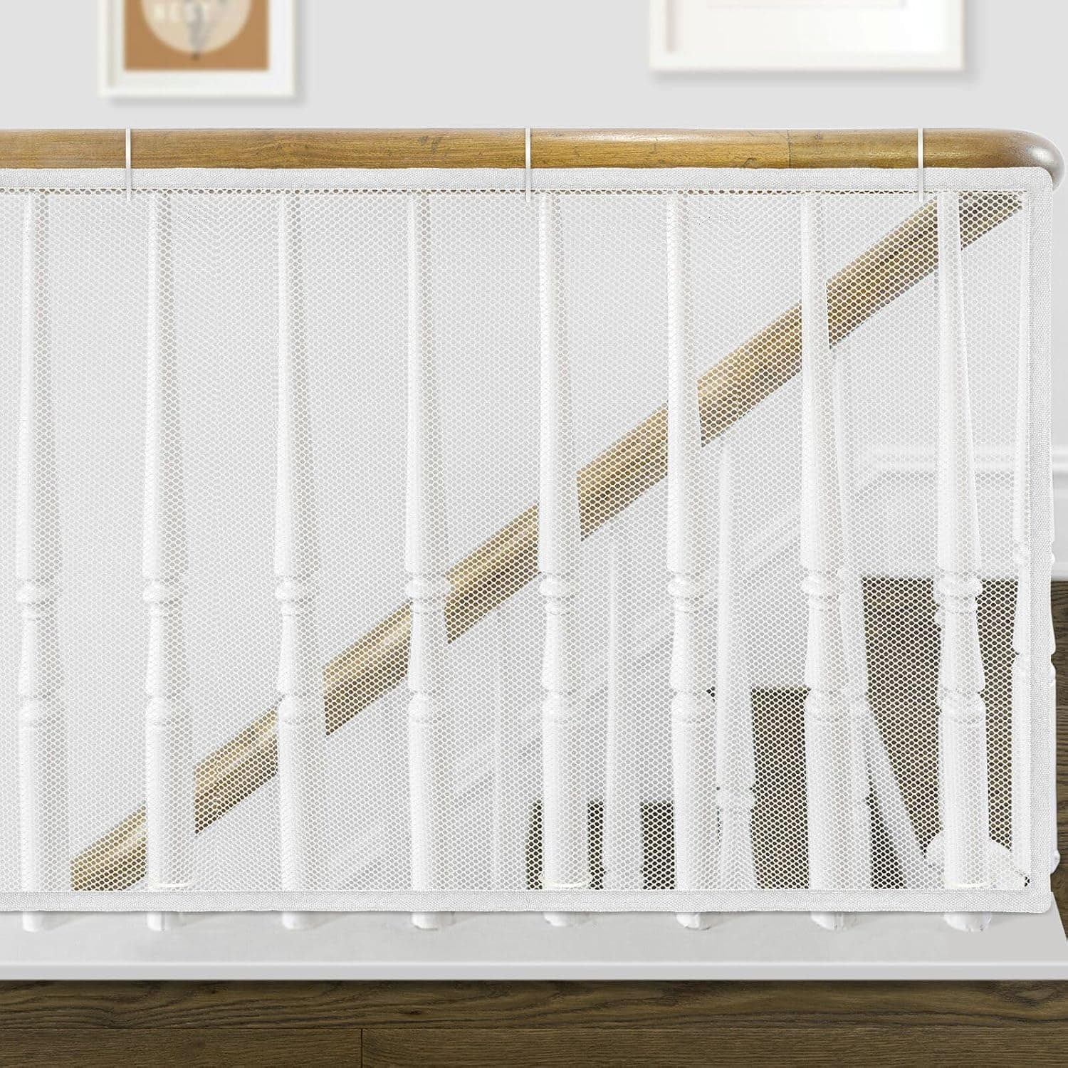 Gudui Indoor/Outdoor Baby Safety Stair Railing Net | Baby Proofing Stair Balcony Banister Rail Guard | Child Safety Stair Protection | Safe Rail | 10ft L x 2.6ft H | White