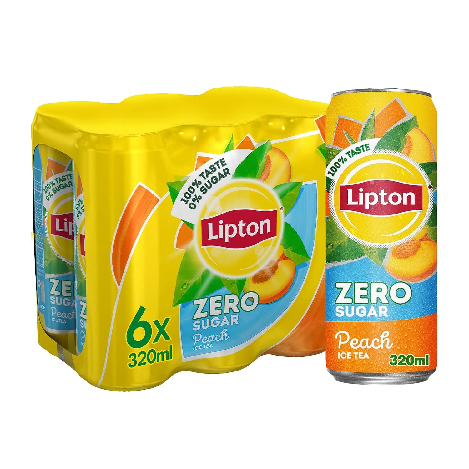 Lipton Zero Sugar, Peach Iced Tea, 320Mlx6