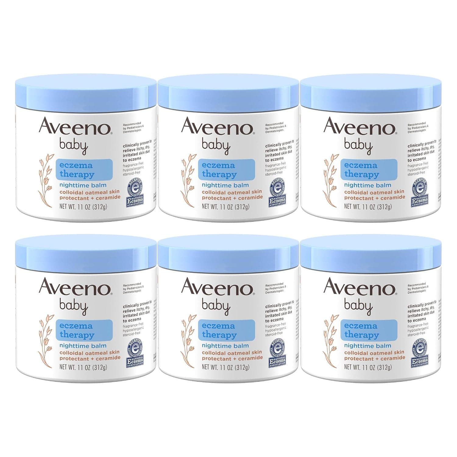 Aveeno Baby Eczema Therapy Night-Time Balm 11 Ounce Jar (325ml) (6 Pack)