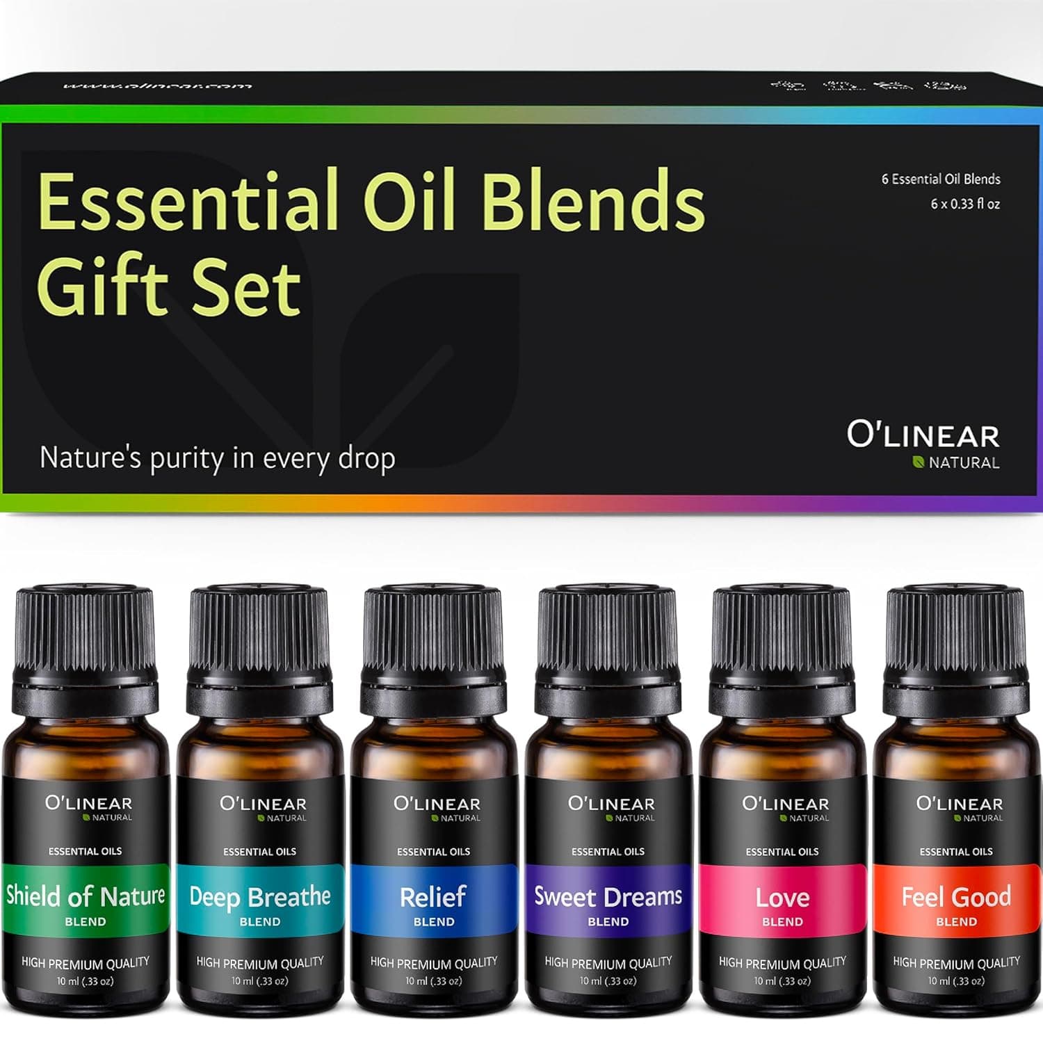 O'linear Top 6 Blends Aromatherapy Diffuser Essential Oils Set for Sleep, Mood, Breathe, Muscle Relief, Temptation, Feel Good, Anxiety Relief