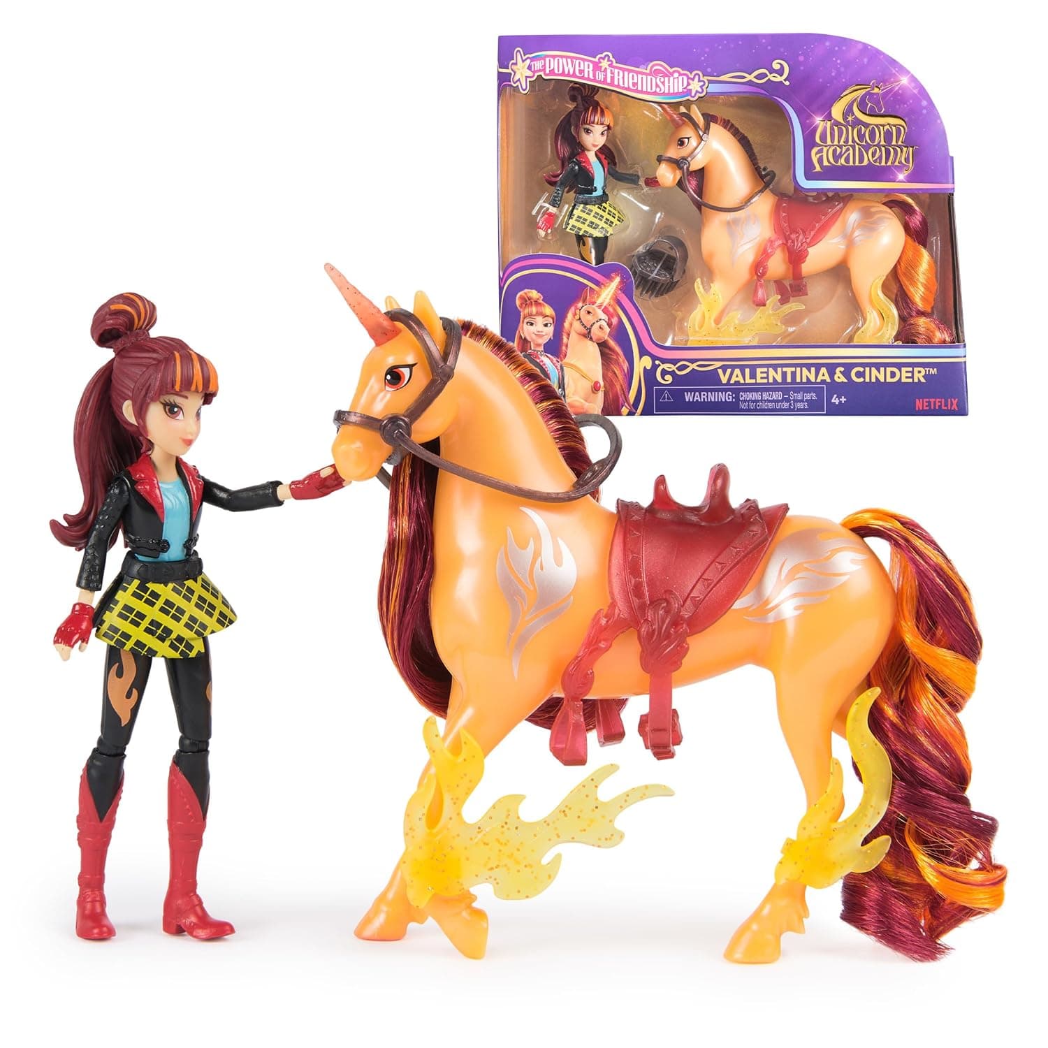 Unicorn Academy, Valentina & Cinder Power of Friendship Set with Saddle & Accessories, Dolls & Unicorn Toys, Gifts & Stocking Stuffers for Girls Ages 4 and up | Power of Friendship Set, 2 Clip-On Accessories, Recreate Show Moments, Imaginative Storytelling, Birthday Gifts for Girls