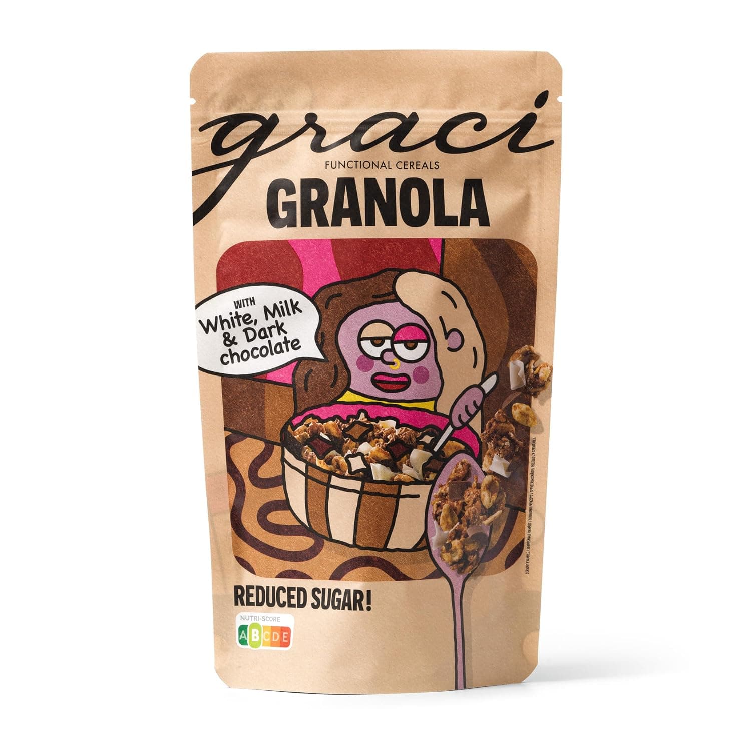Graci functional cereals Granola white, milk & Dark Chocolate 250gm