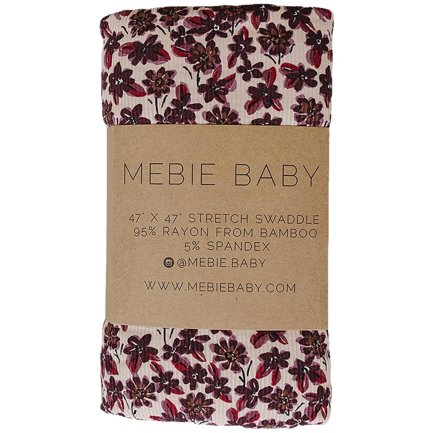 Mebie Baby Antique Floral Stretch Swaddle, Modern and Neutral Swaddle Blanket for Baby Girl or Boy, Soft Baby Blankets, Newborn Swaddle Blanket, 0-3 Month, Baby Essentials & Gifts (47" x 47")
