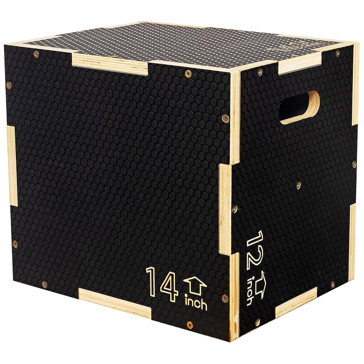 Signature Fitness 3 in 1 Non-Slip Wooden Plyo Box Plyometric Box Jumping Exercise, Multiple Sizes