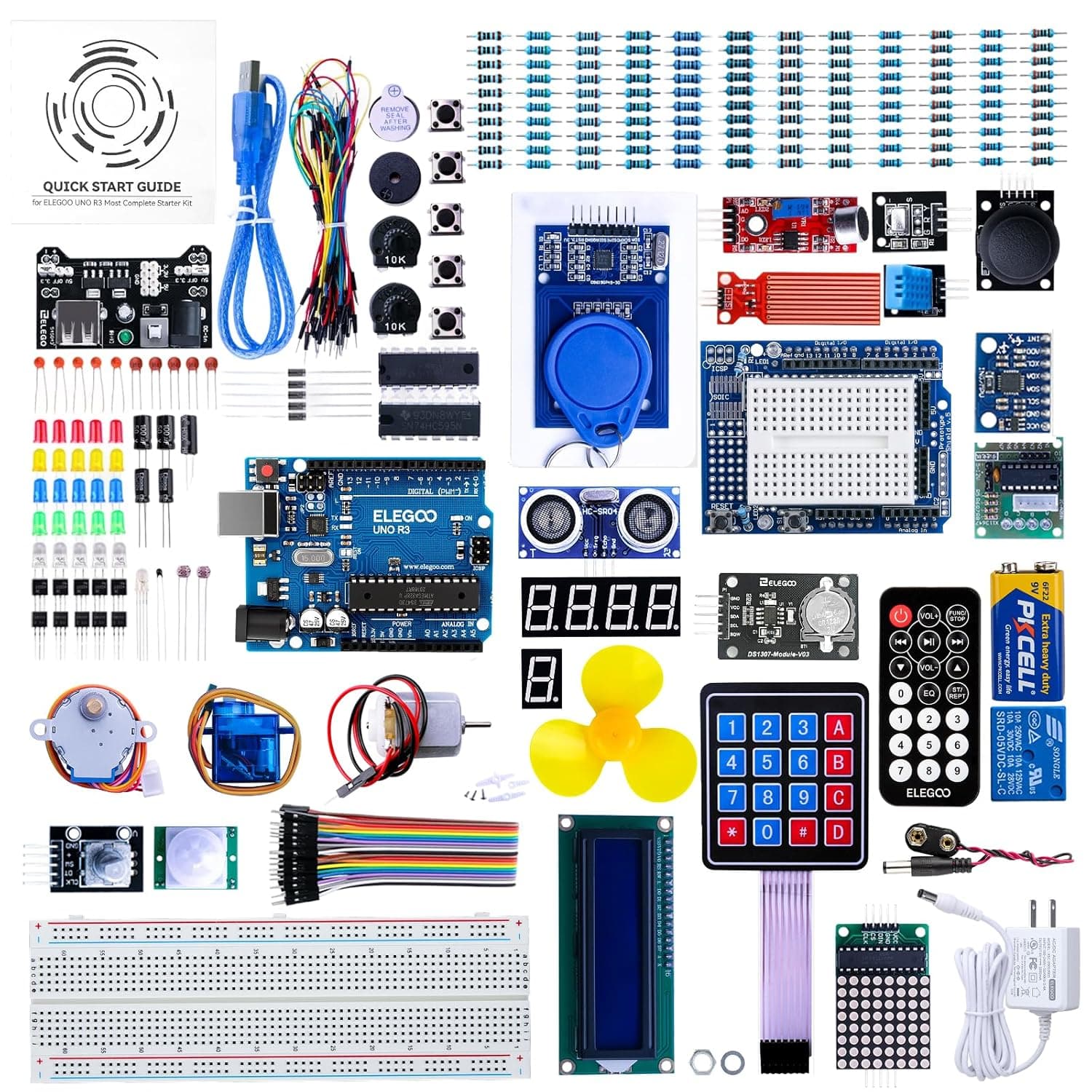 ELEGOO UNO R3 Project Most Complete Starter Kit Compatible with Arduino IDE (63 Items)