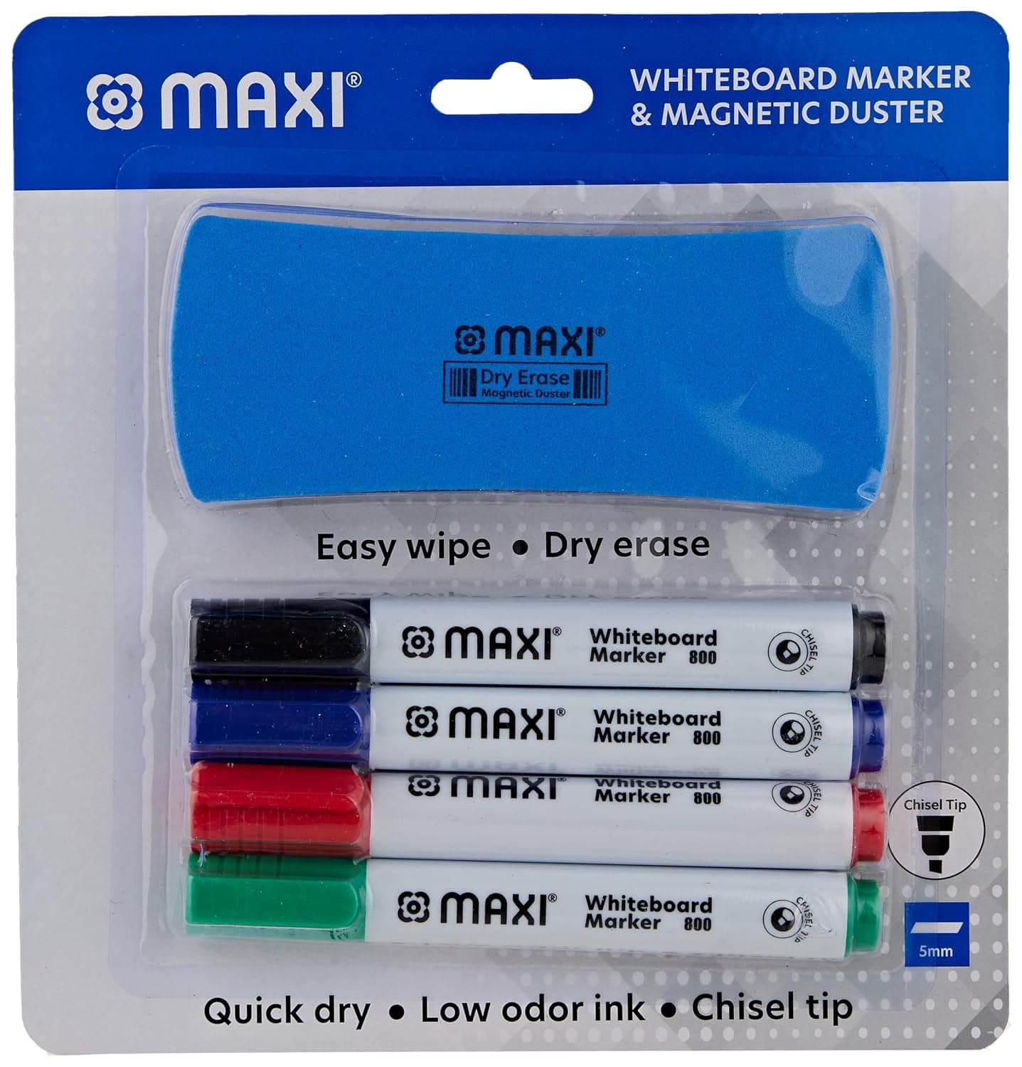 Maxi Whiteboard Marker with Duster 4 Colours