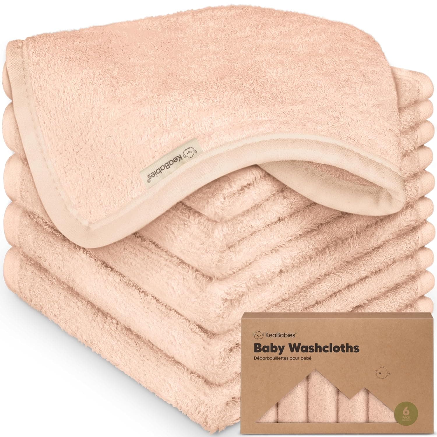 6-Pack Organic Baby Washcloths – Soft Bamboo Washcloth, Baby Wash Cloths, Baby Wash Cloth for Newborn, Kids, Baby Towels, Baby Bath Essentials, Face Towel, Face Cloths for Washing Face (Peachy) | Viscose from Bamboo Washcloths, Baby Towels, Newborn, Kids, Toddlers, Infant, Gentle on Sensitive Skin, 10x10, Reusable