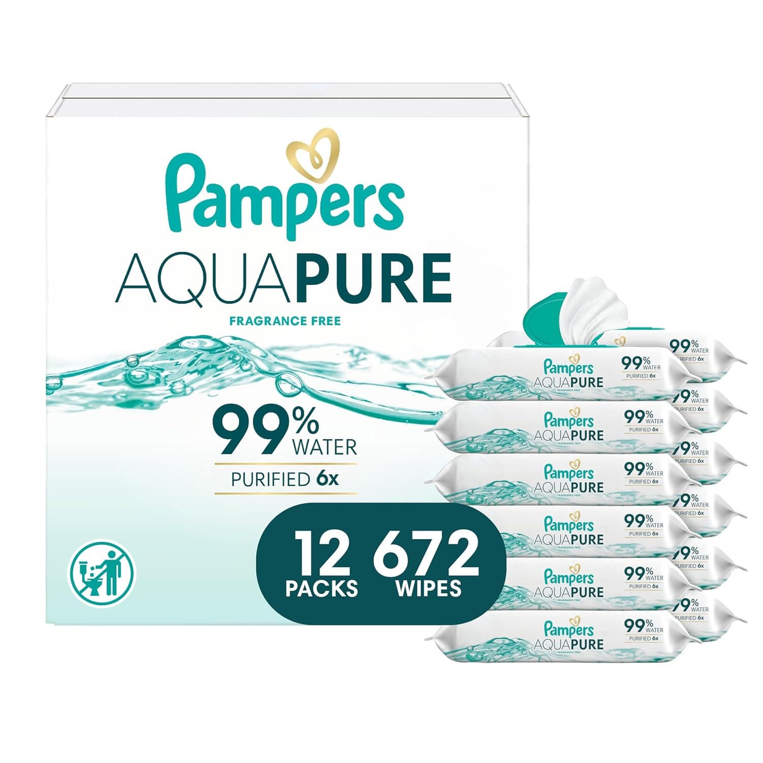 Pampers Aqua Pure Sensitive Baby Wipes, 672 count