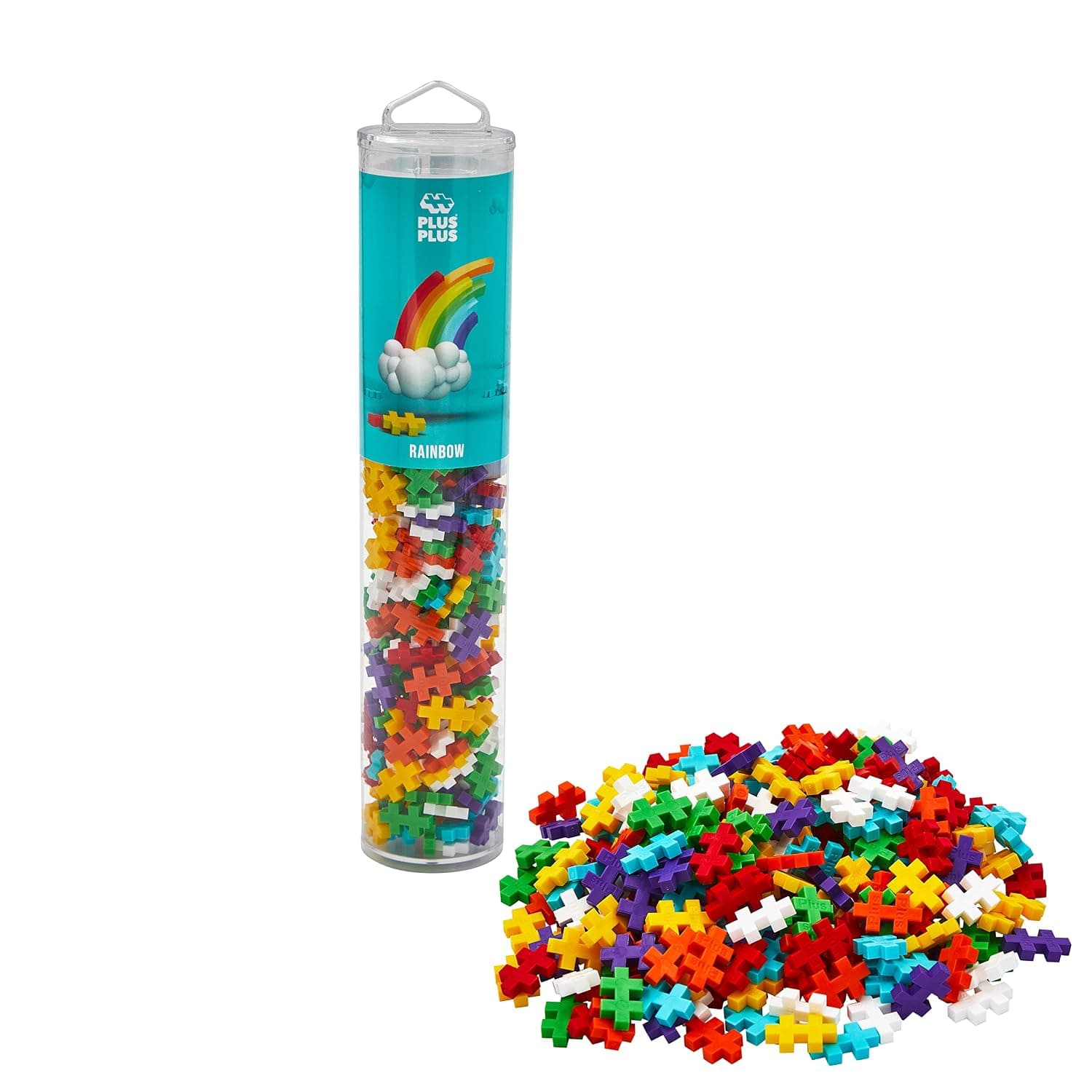 Plus-Plus 9604262 Ingenious Construction Toy, Rainbow, Creative Building Blocks Tube, 240 Pieces