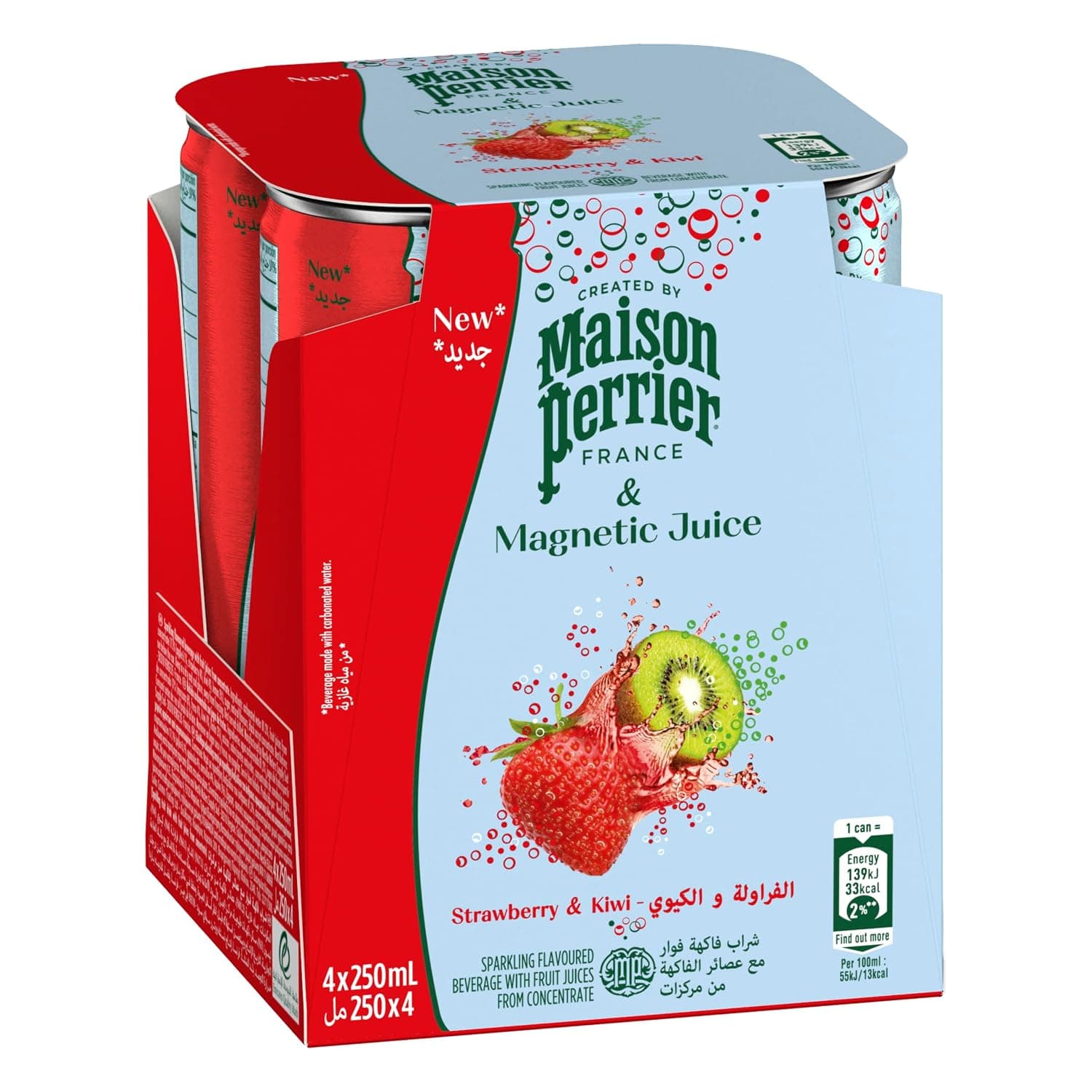 Maison Perrier® Magnetic Juice Flavoured Sparkling Beverage Strawberry Kiwi Slim Can 25CL Low Calorie
