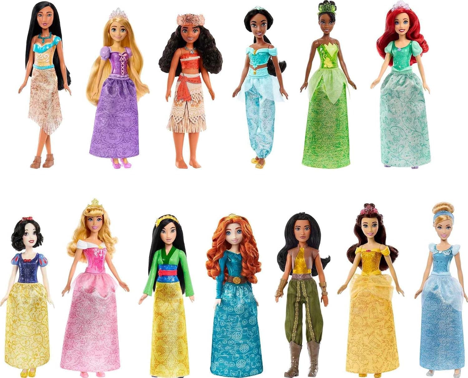 Mattel Disney Princess Toys, 13 Princess Fashion Dolls with Sparkling Clothing and Accessories, Inspired by Disney Movies, Gifts for Kids, HLW43