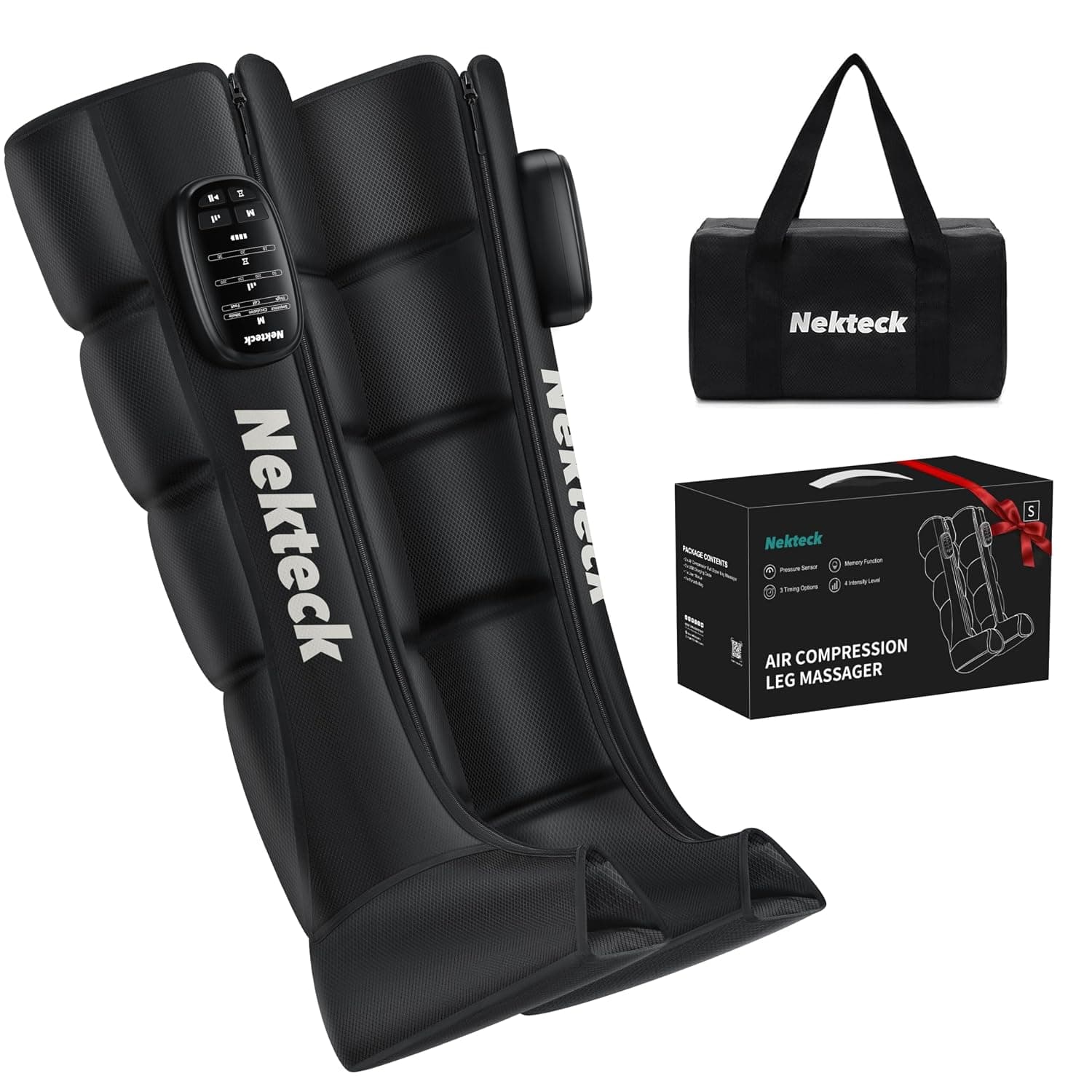 Nekteck Leg Massager Recovery System, Cordless Air Compression Massage, Rechargeable Portable Full Leg Boots for Circulation and Pain Relief (Pair)