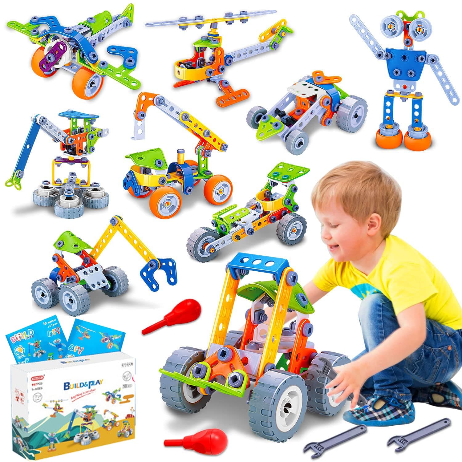 167PCS Building Blocks STEM Toys, for 5 6 7 8 9 10+ Years Old Boys Birthday Gifts Educational Autistic Toy Building Set, STEM Projects for Kids Ages 5 to 12 Creative Learning Games