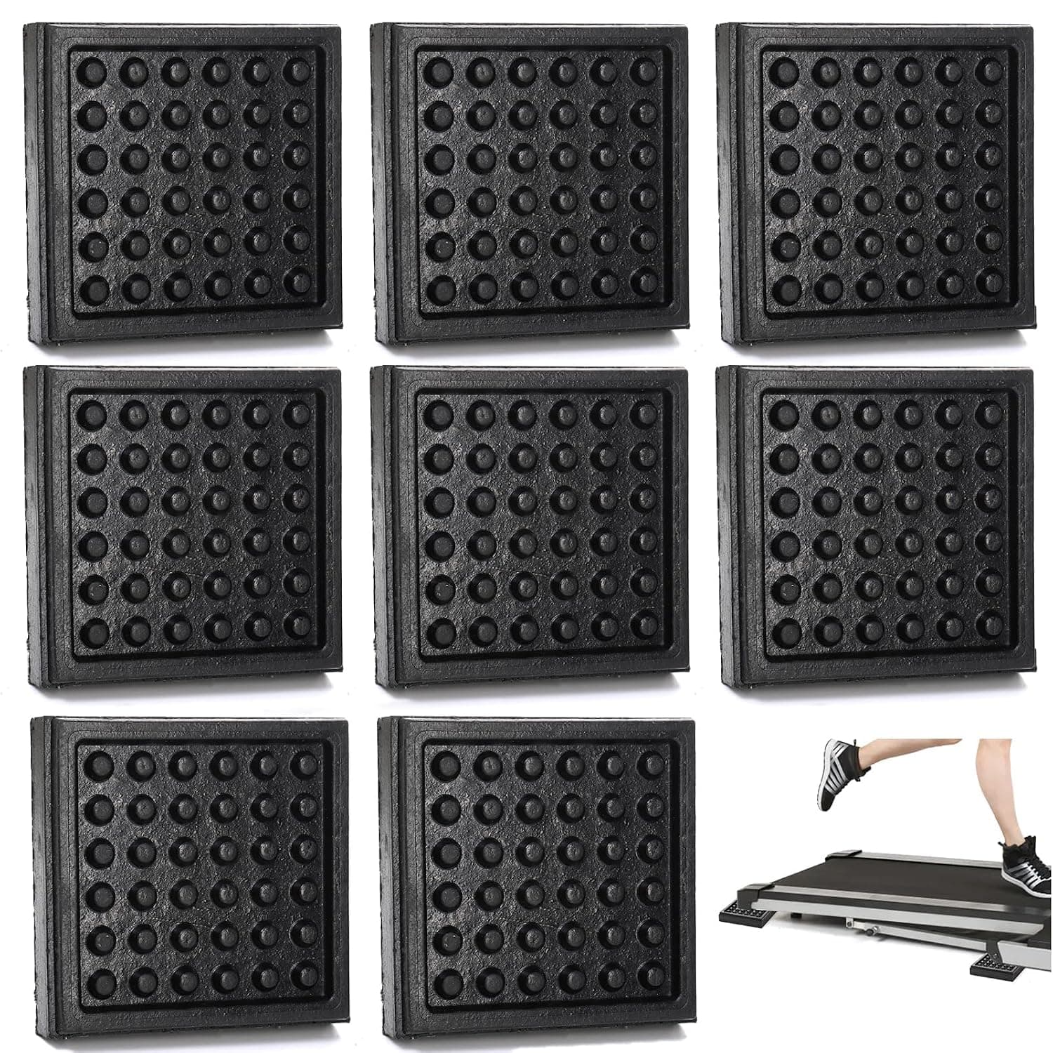 8 Pack Heavy Duty Exercise Equipment Mat, 15mm Thick Rubber Pads - 8 قطع حصيرة معدات تمارين رياضية شديدة التحمل | Non-Slip Noise Reduction for Treadmills, ellipticals & Floor Protection