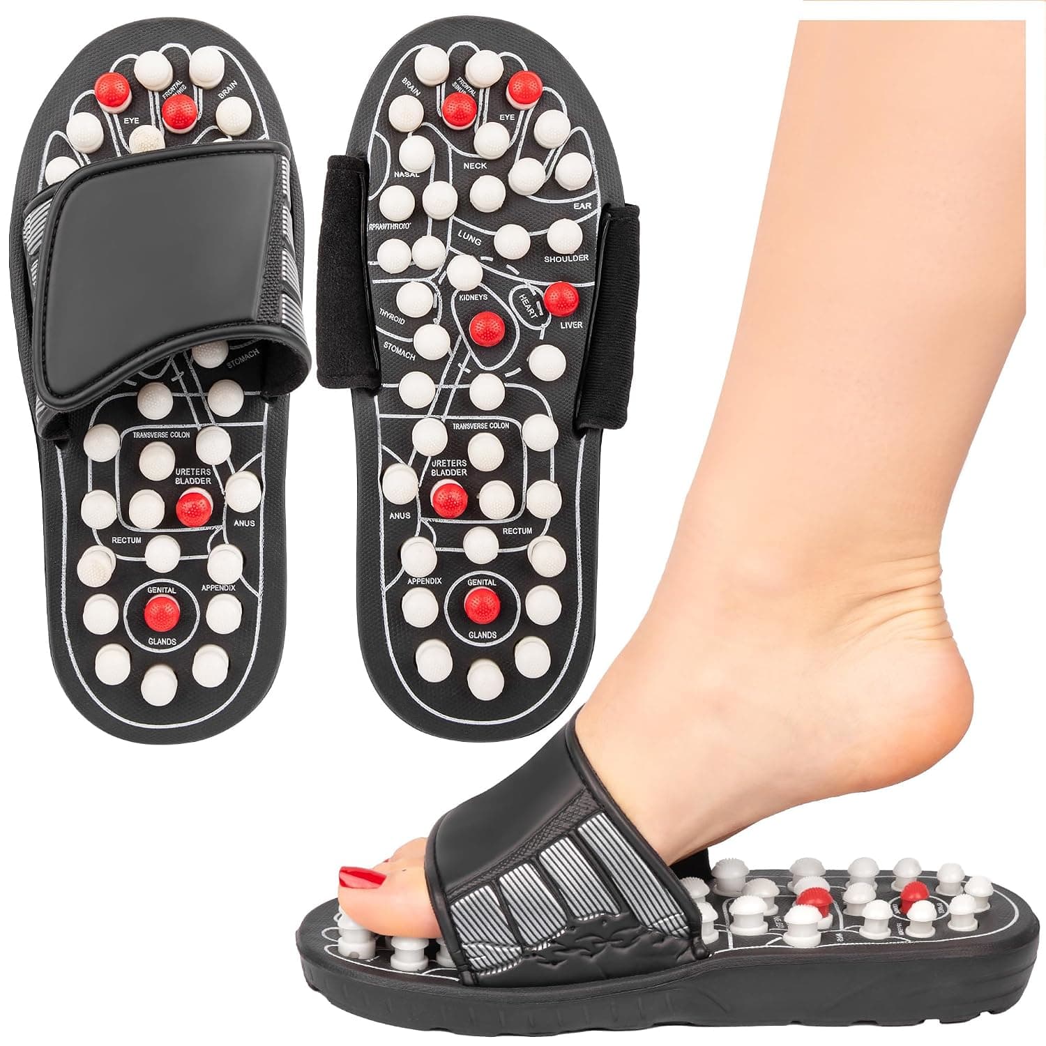 Acupressure Sandals for Men and Women, Slippers with Nubs, Massage Slippers for Foot Reflexology Stimulation, Size 45-46