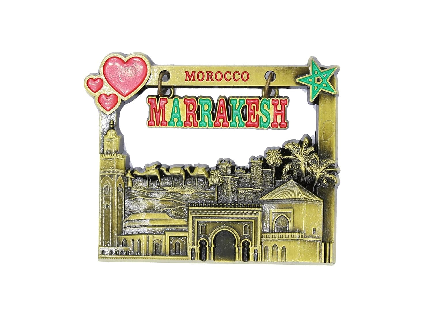 ديزاينو مراكش (المغرب) - مغناطيس ثلاجة معدني ثلاثي الابعاد لثلاجة المطبخ - هدية تذكارية فريدة وأنيقة للعطلات