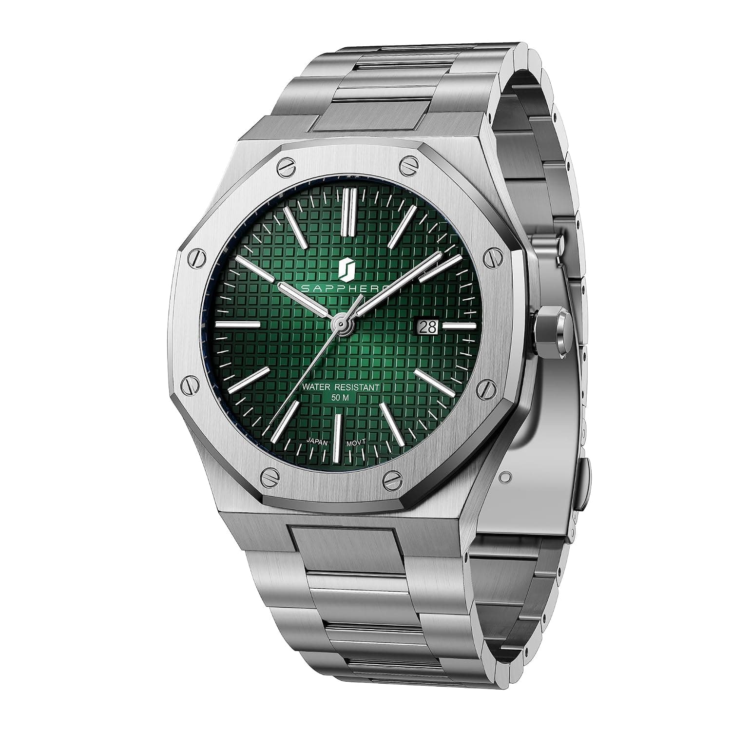 SAPPHERO Watch for Men Stainless Steel Mens Watches 100M Waterproof Analog Quartz Movement Wrist Watch Gifts for Men
