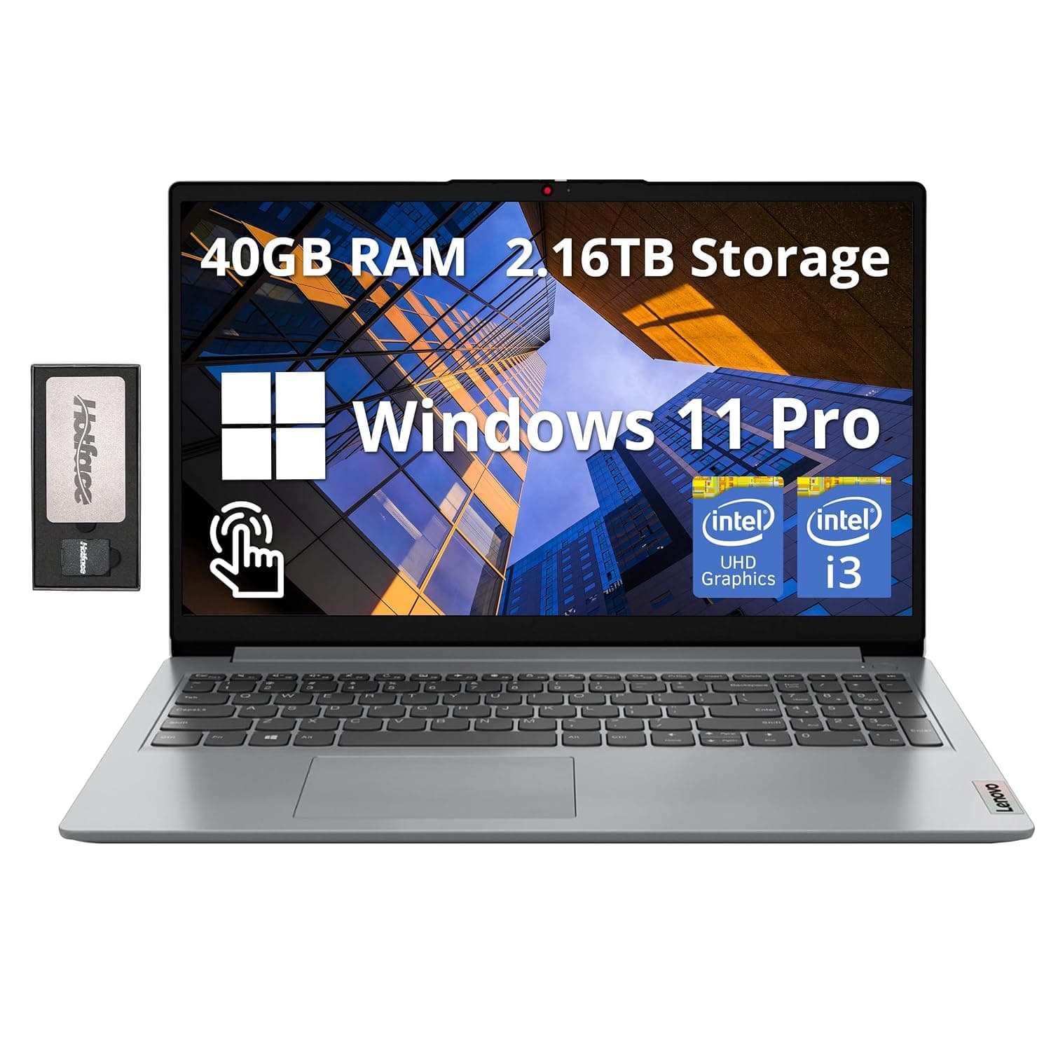 Lenovo Ideapad 1i 15.6" FHD Touchscreen Laptop, Intel i3 1215U, 40GB RAM, 2.16TB Storage(2TB SSD+160GB Docking Station Set), Intel UHD Graphics, Full Size Keyboard, Win11 Pro, Gray
