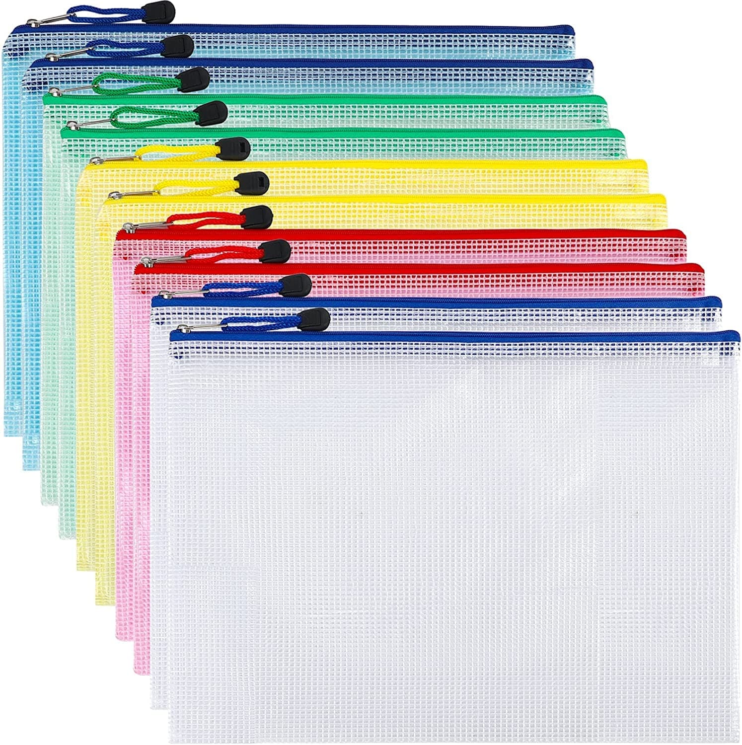 10 Pcs Zipper File Bags Mesh Zipper Pouch Document Bag Letter Size A4 Size for Office School Home Travel