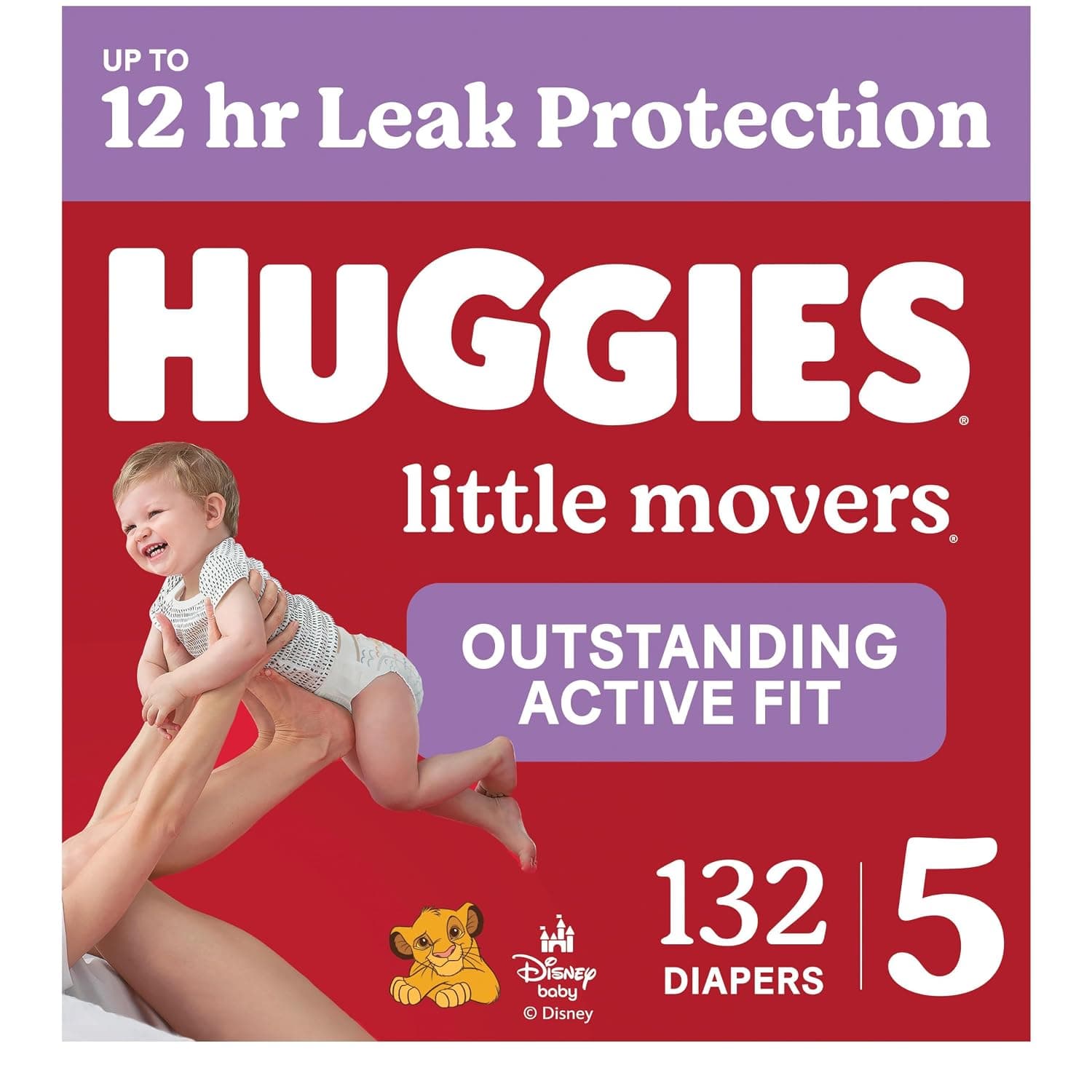 Huggies Size 5 Diapers, Little Movers Baby Diapers, Size 5 (27+ lbs), 132 Count (2 Packs of 66), Packaging May Vary