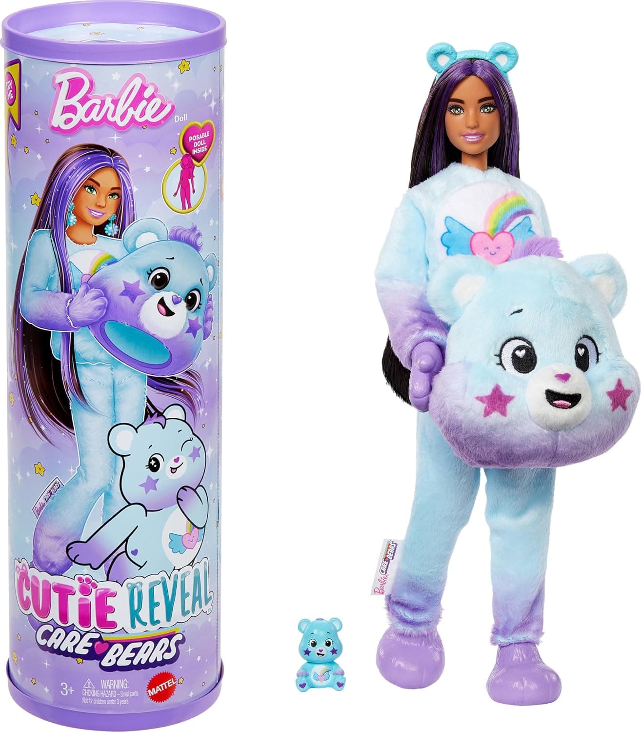 Cutie Reveal Barbie Doll with Accessories, Lucky Bear Series 2, Dream Bright Bear with 10 Surprises Including Colour Changing and Mini Bearchi JFV61