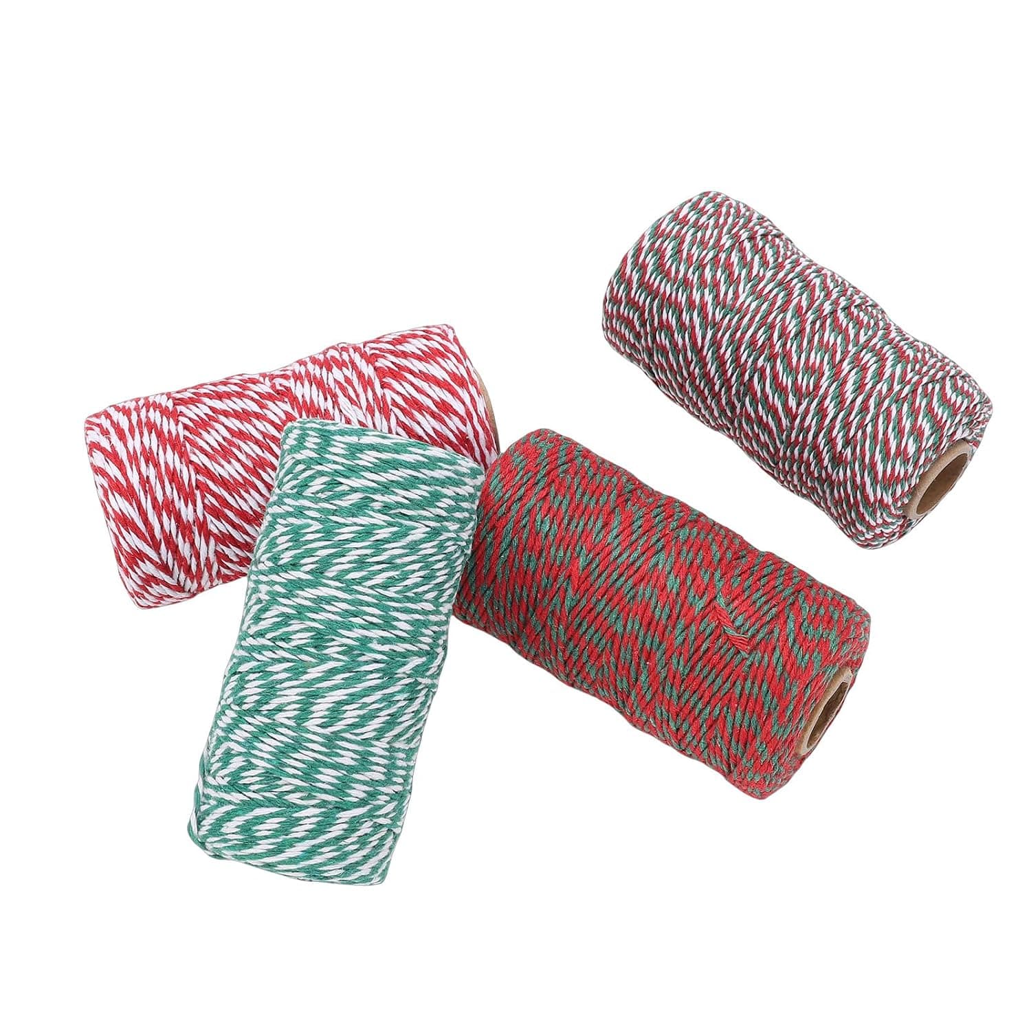 Generic 4 Rolls Colored Bakers Twine, 2mm Xmas Cotton Twine String, Bakers Twines Crafts String Ropes for Cooking Creative Holiday Decorations DIY Gift Wrapping