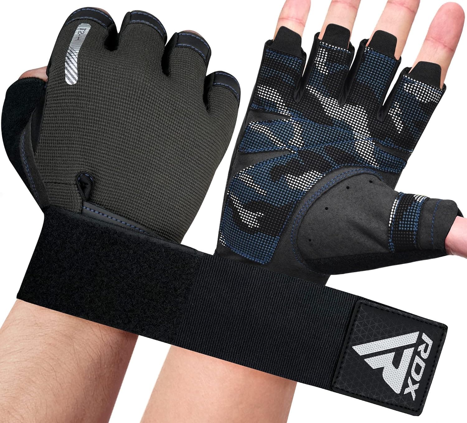 RDX Weight Lifting Gloves, Additional Stretchable Long Wrist Support, Full Palm Grip, Men Women Fitness HIIT Workout, Bodybuilding Powerlifting Strength Training Cycling Exercise Home Gym Equipment
