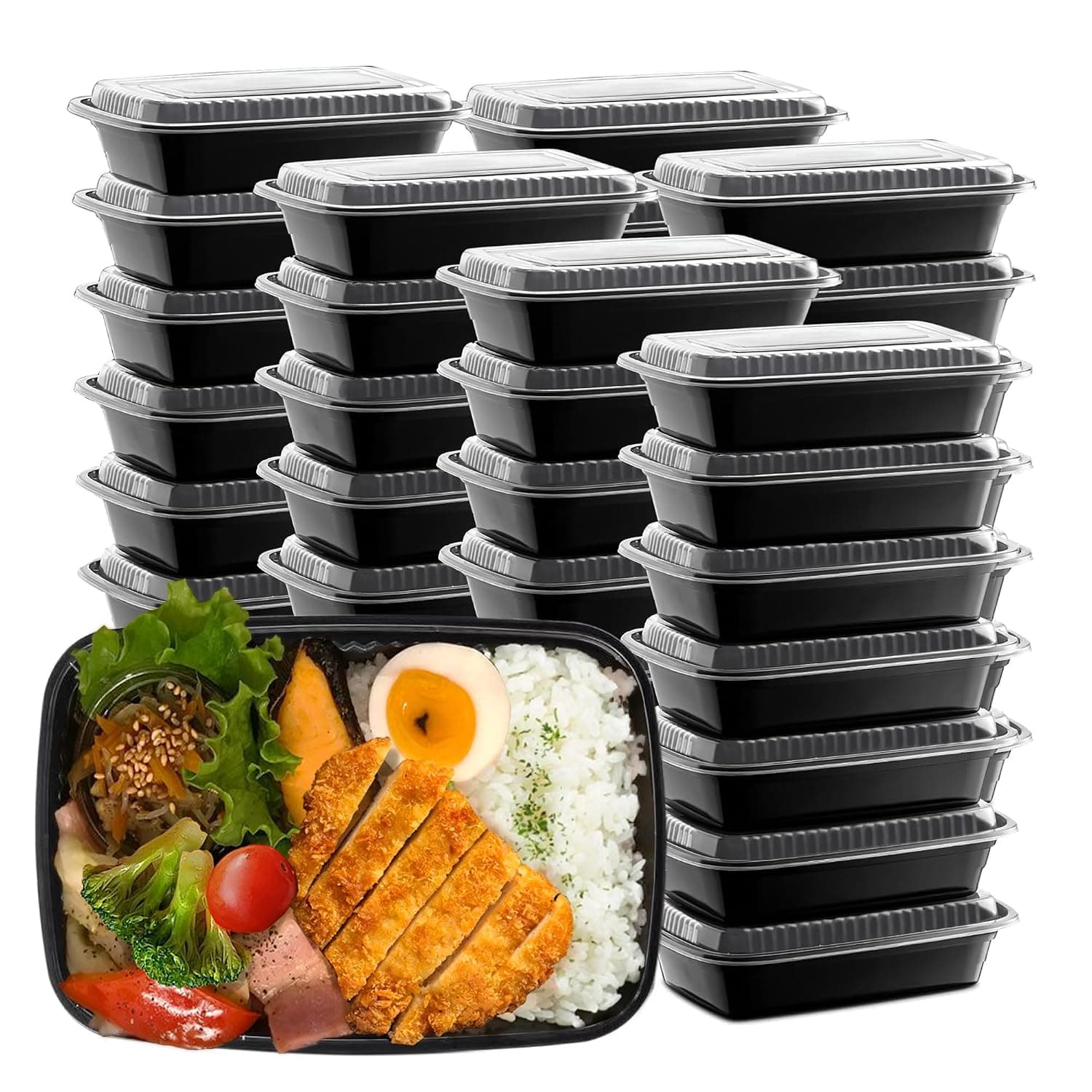 50 Pack 32 oz Meal Prep Container,Reusable Food Containers with Lids,Kitchen Microwave Ovens, Dishwashers and Refrigerators,To Go Take Out Picnic Dinner Party Can All be Used