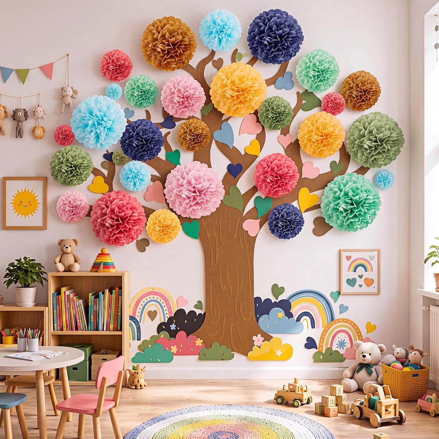 Pajean 84 Pcs Classroom Tree Bulletin Board Set DIY Groovy Cutouts