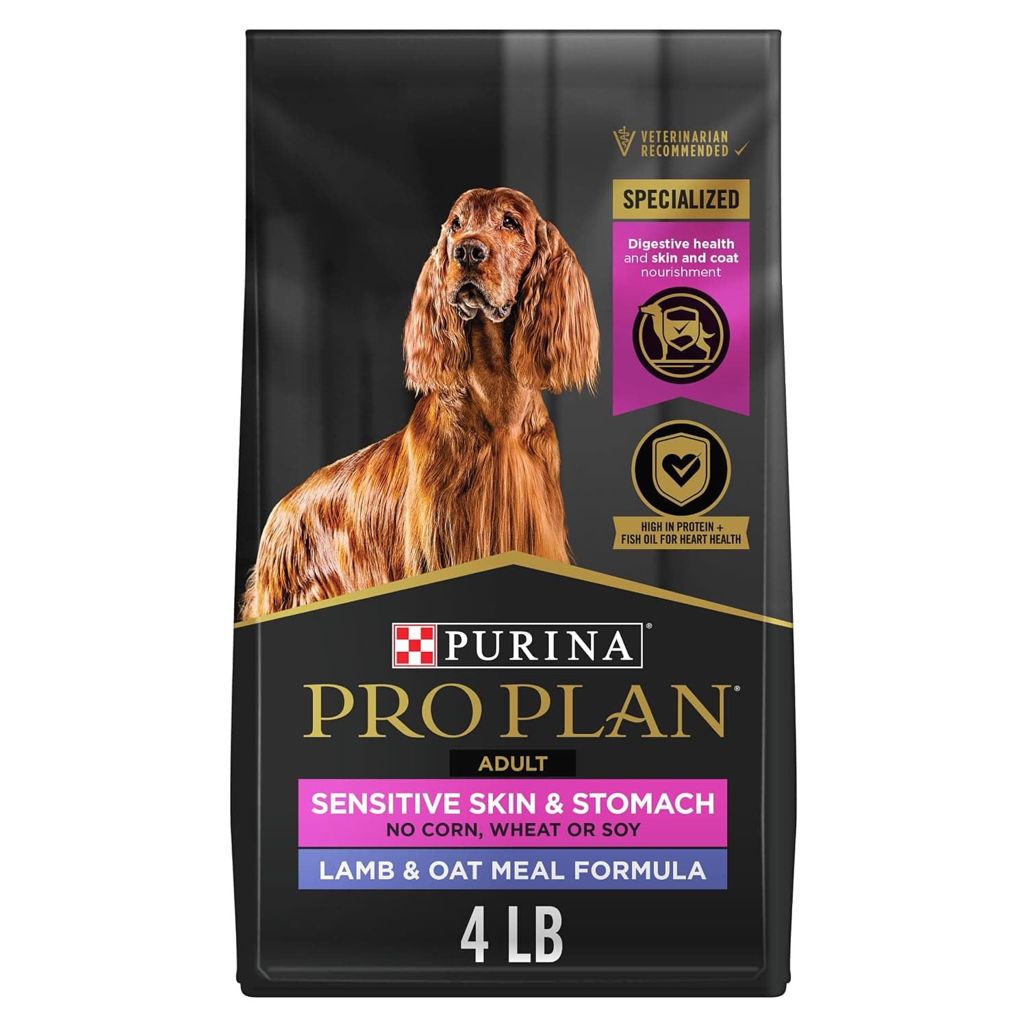 Purina Pro Plan Sensitive Skin and Sensitive Stomach Dog Food With Probiotics for Dogs, Lamb & Oat Meal Formula - 4 lb. Bag