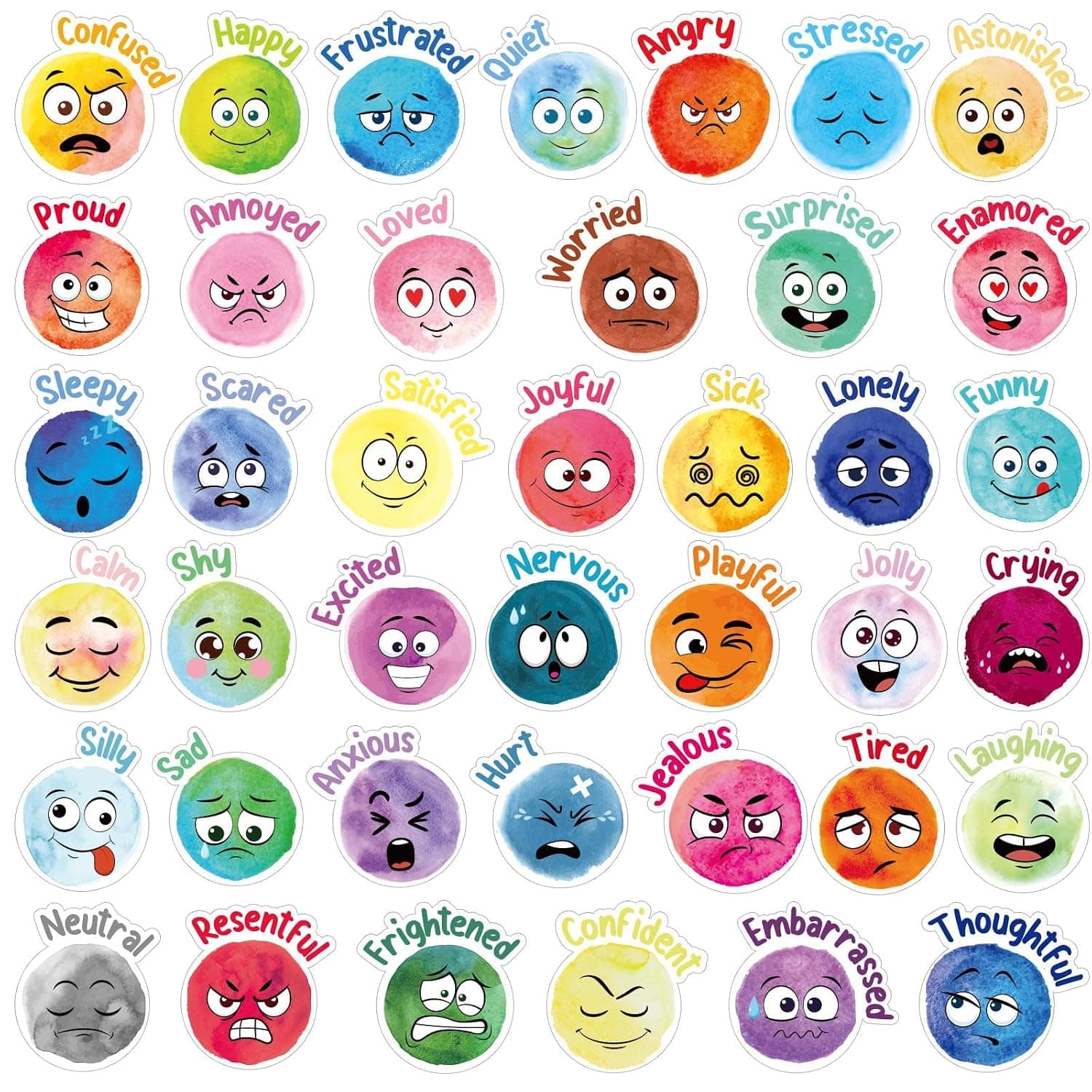 Tazweeq 800Pcs Face Emotion Feelings Stickers for Kids 1.4 Inch Funny Mood Incentive Stickers Bulk Reward Decal Behavior Chart Emotional Support Teacher Classroom Supply for Home School