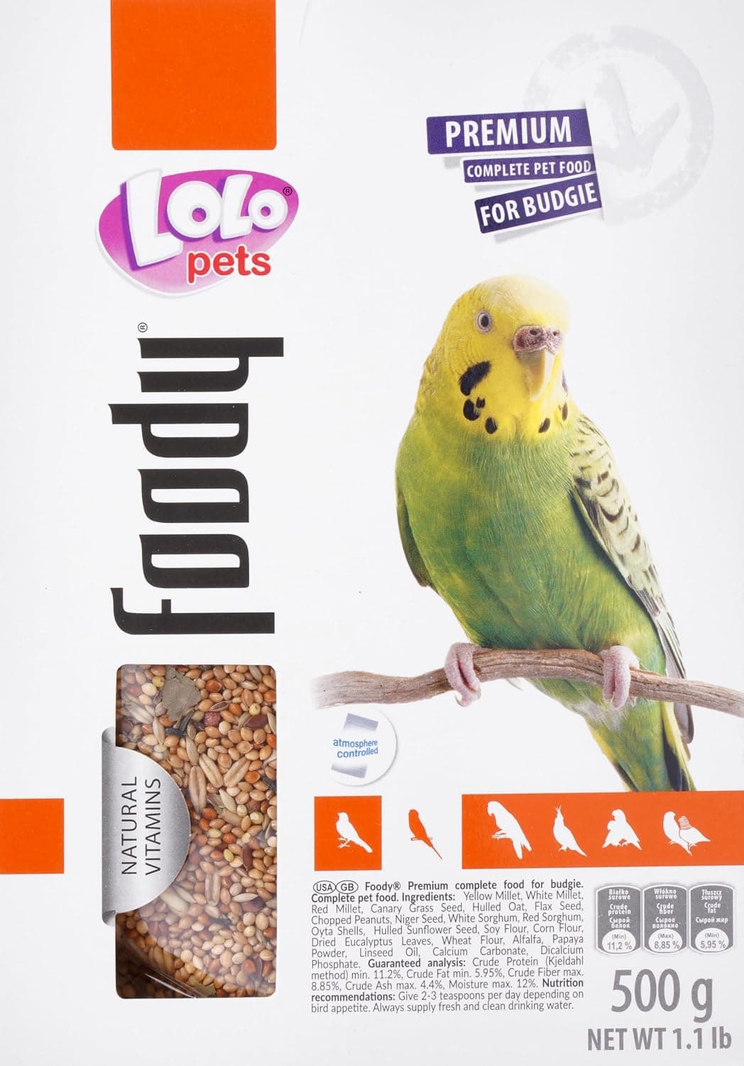 Lolo Pets Foody Premium Complete Food for Budgie 500g
