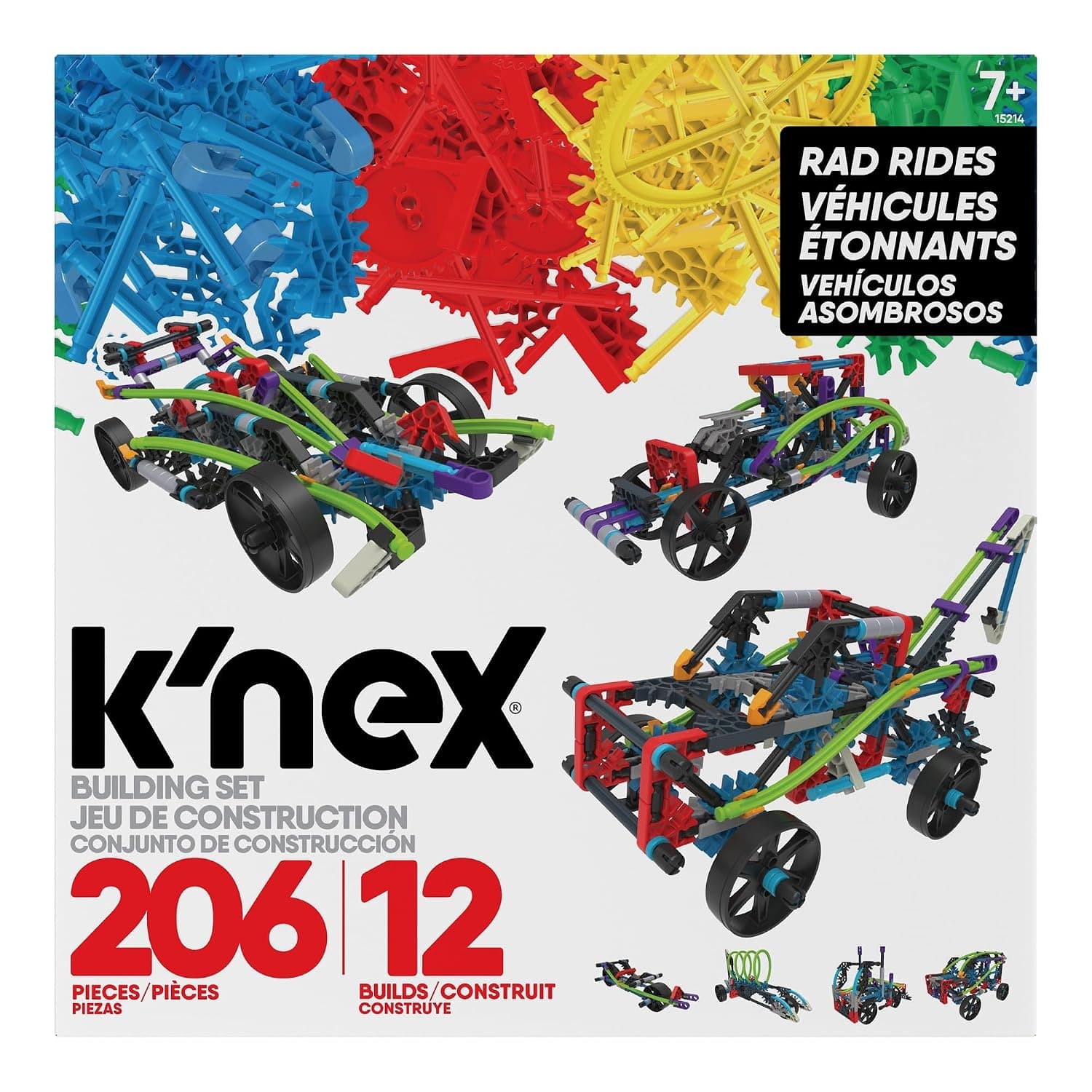 K'NEX | Rad Rides Building Set 12 Model | Educational Fun and Construction Toys for Boys and Girls, 206 Piece Stem Learning Kit, Engineering for Kids, for Children Ages 7+ | Basic fun 15214