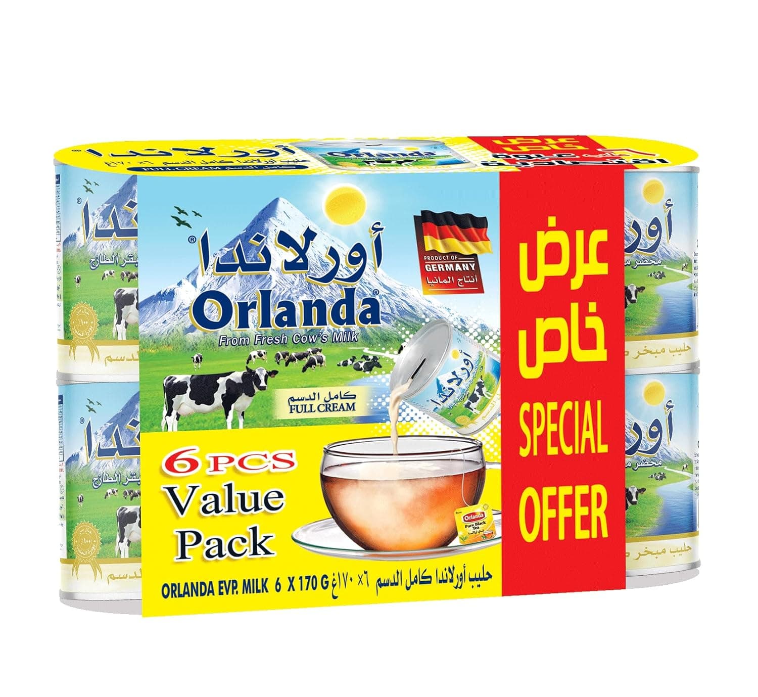 Orlanda Full Cream Evaporated Milk 6 x 170 g | Milk Evaporated