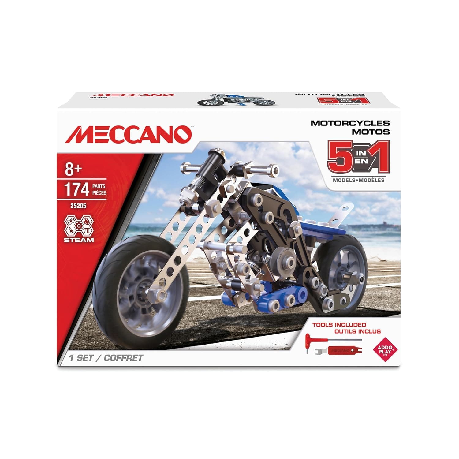 Meccano - Set of 5 Different Models - Motorcycles