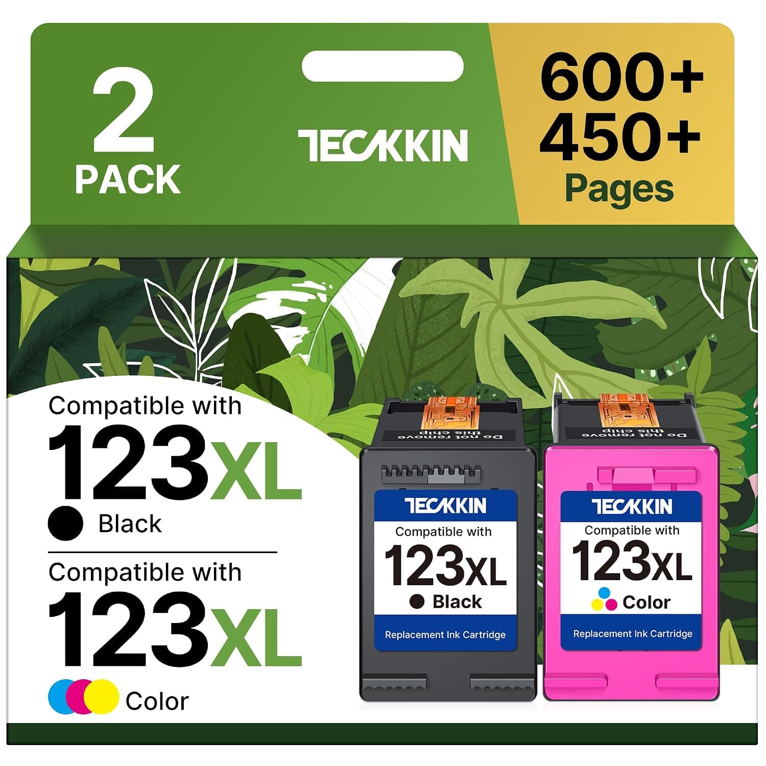 123XL 123 Ink Cartridges High Yield Replacement for HP 123 Ink Cartridge Set for HP 123XL Ink Cartridge Compatible for HP Deskjet 2620 2130 2630 2632 2132 1110 1111 1112 Officejet 5255 (2 Pack, 123XL)