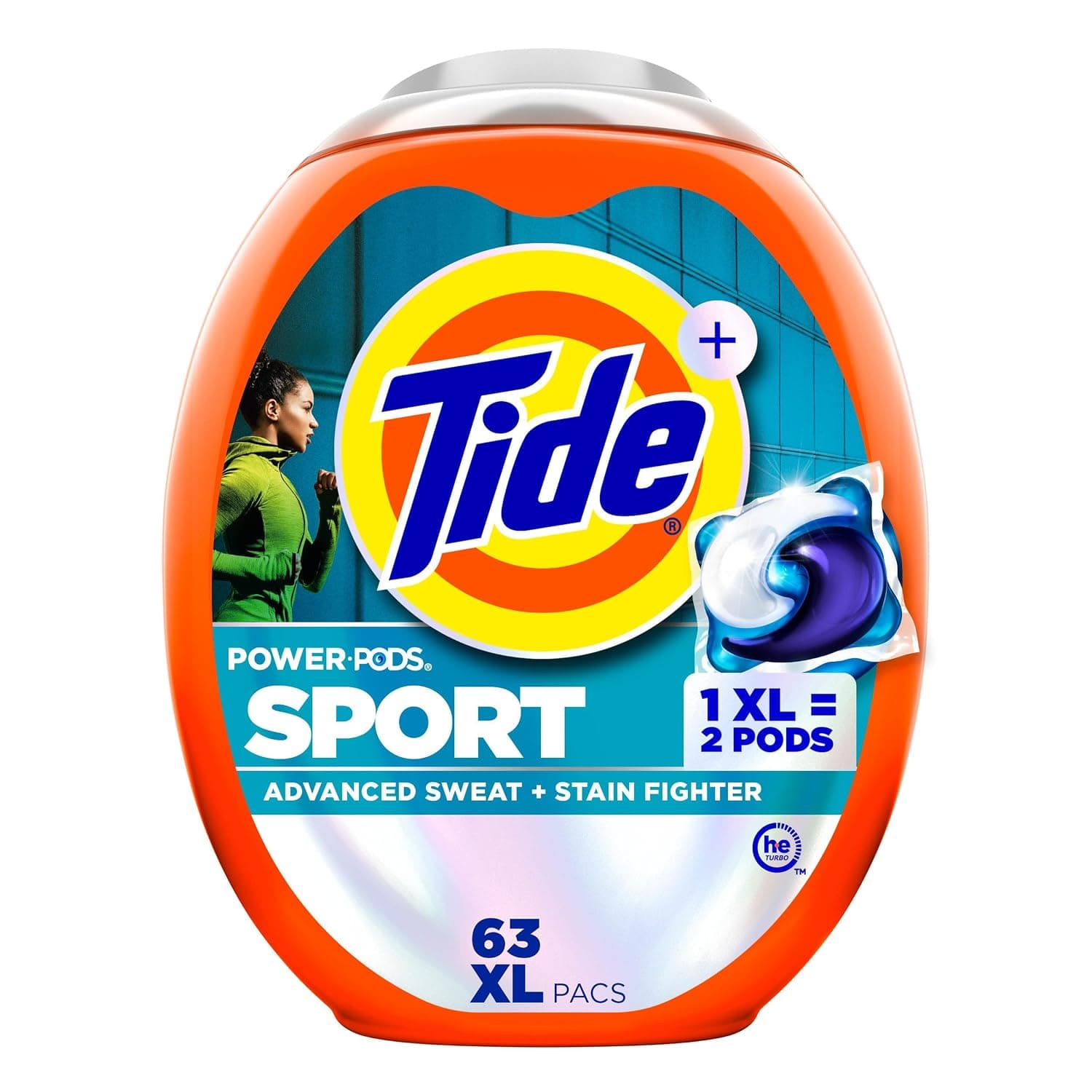 Tide Power PODS Laundry Detergent Soap Pacs with Febreze Sport, 63 Count, Laundry Pods with Febreze Freshness and Sport Odor Defense