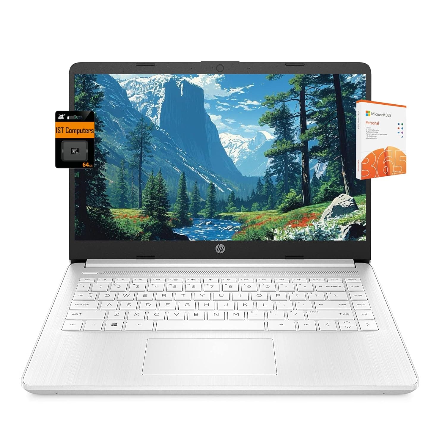 HP 14" Ultralight Laptop for Students and Home (Office 365 1 Year, Intel Celeron N4500, 4GB RAM, 64GB eMMC + 64GB SD Card), 12-Hour Long Battery, Webcam, Charging