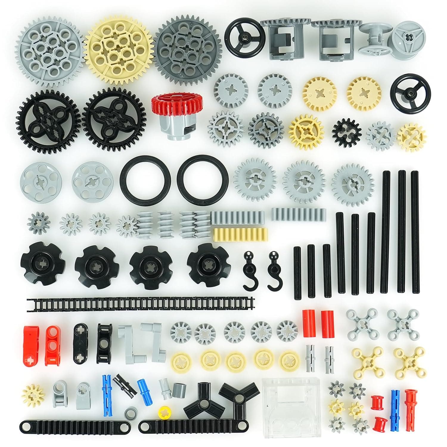 Pamvava Technical Gears Parts Building Bricks,Chain Wheels and Axles Sets | Blocks Technis Car MOC Bulk Bricks Construction Toys,Compatible with Major Brands Blocks
