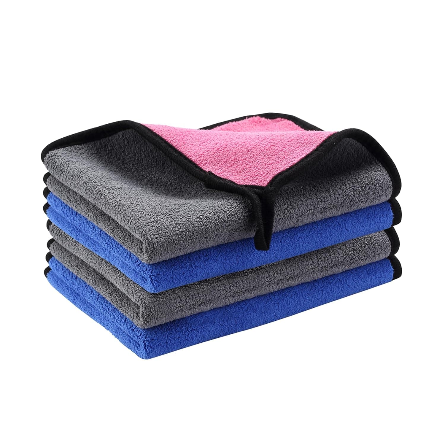 Lawazim Car Cleaning Wipers - 4 Piece, 30x40cm| Microfiber Wash, Detailing, Drying Towels, Absorbent Lint, Scratch and Streak Free Edgeless Cloth Set, Reusable Machine Washable for Cars and Household.
